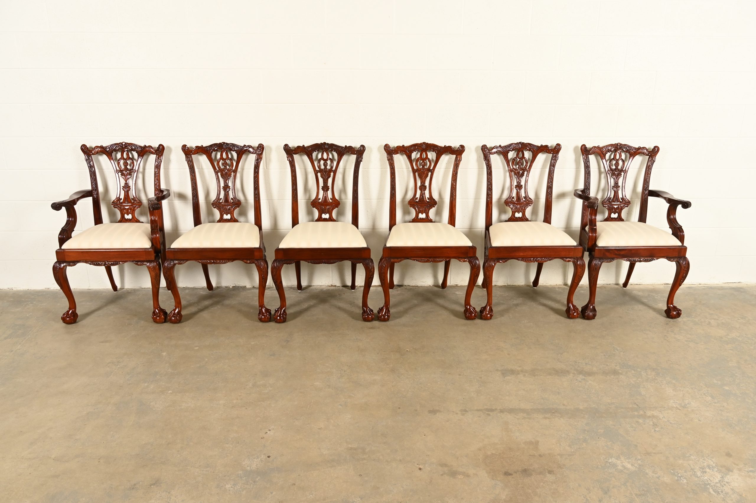 Baker Furniture Style Chippendale Carved Mahogany Dining Chairs, Set of Six - Image 2