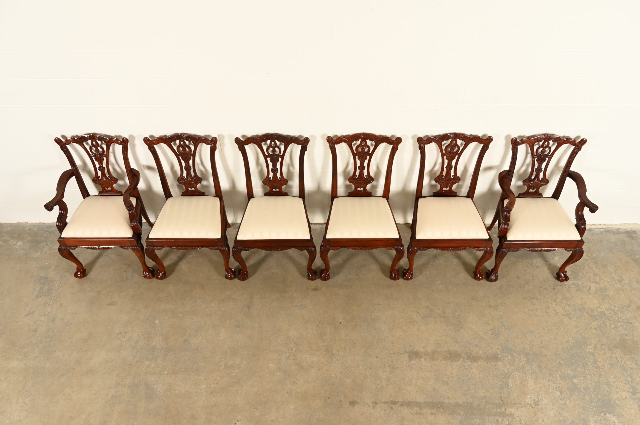 Baker Furniture Style Chippendale Carved Mahogany Dining Chairs, Set of Six - Image 5
