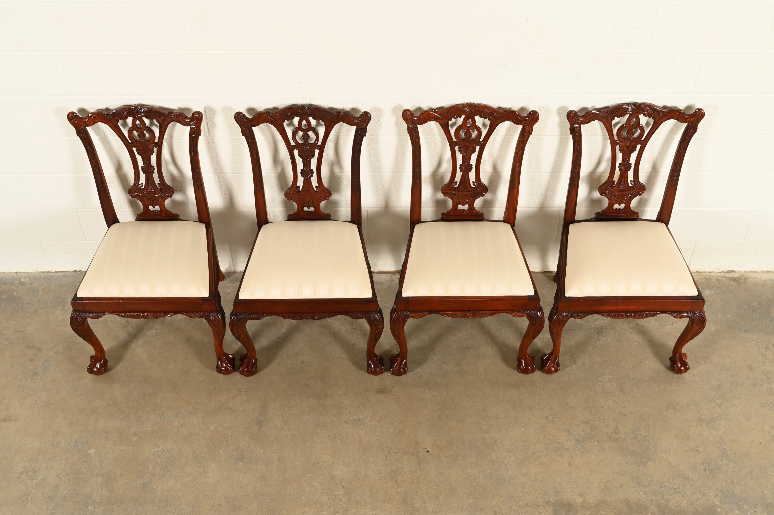 Baker Furniture Style Chippendale Carved Mahogany Dining Chairs, Set of Four - Image 5
