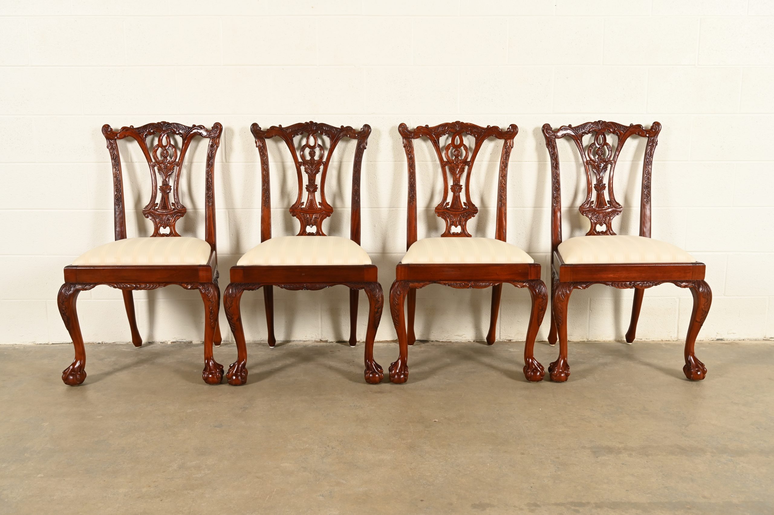 Baker Furniture Style Chippendale Carved Mahogany Dining Chairs, Set of Four - Image 2