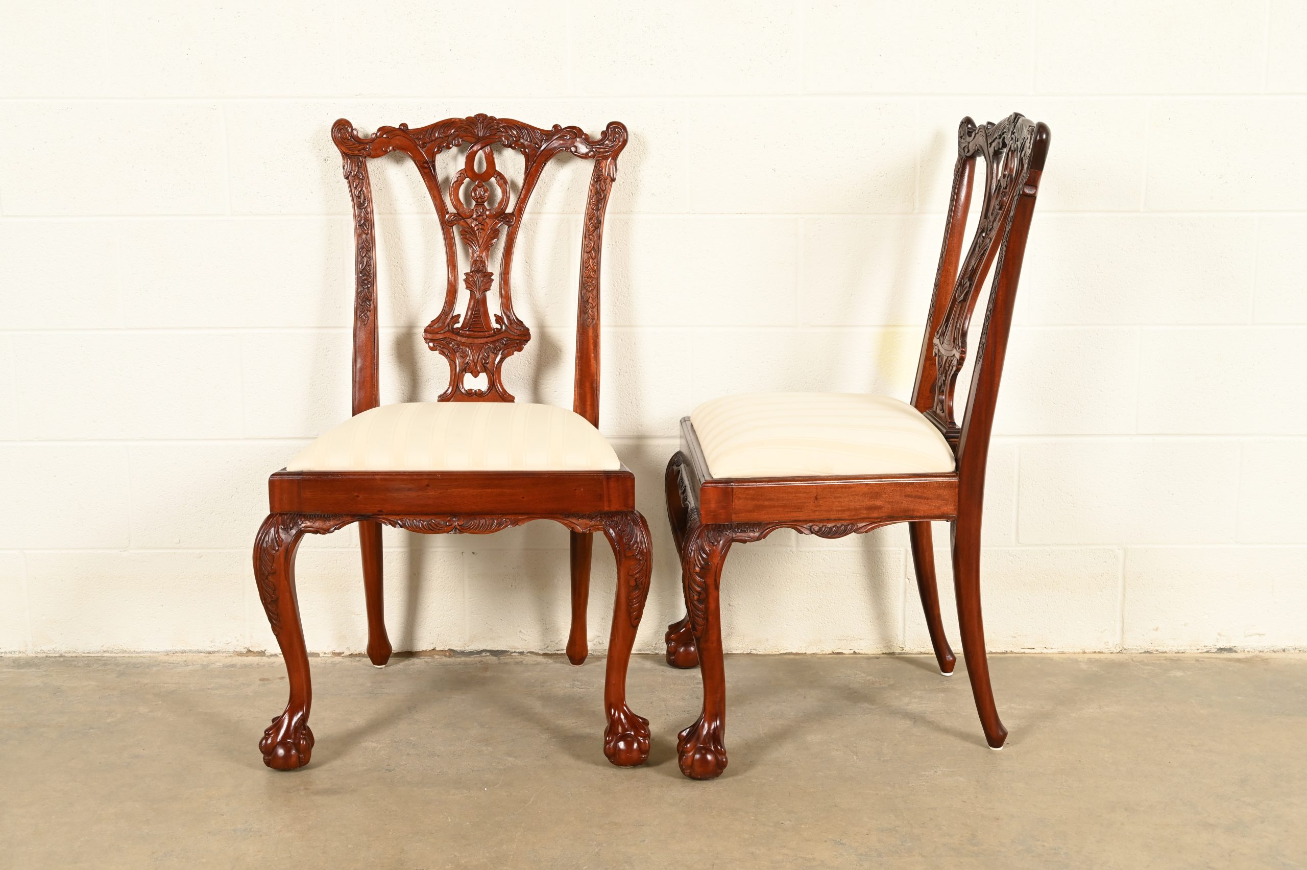 Baker Furniture Style Chippendale Carved Mahogany Dining Chairs, Set of Six - Image 6