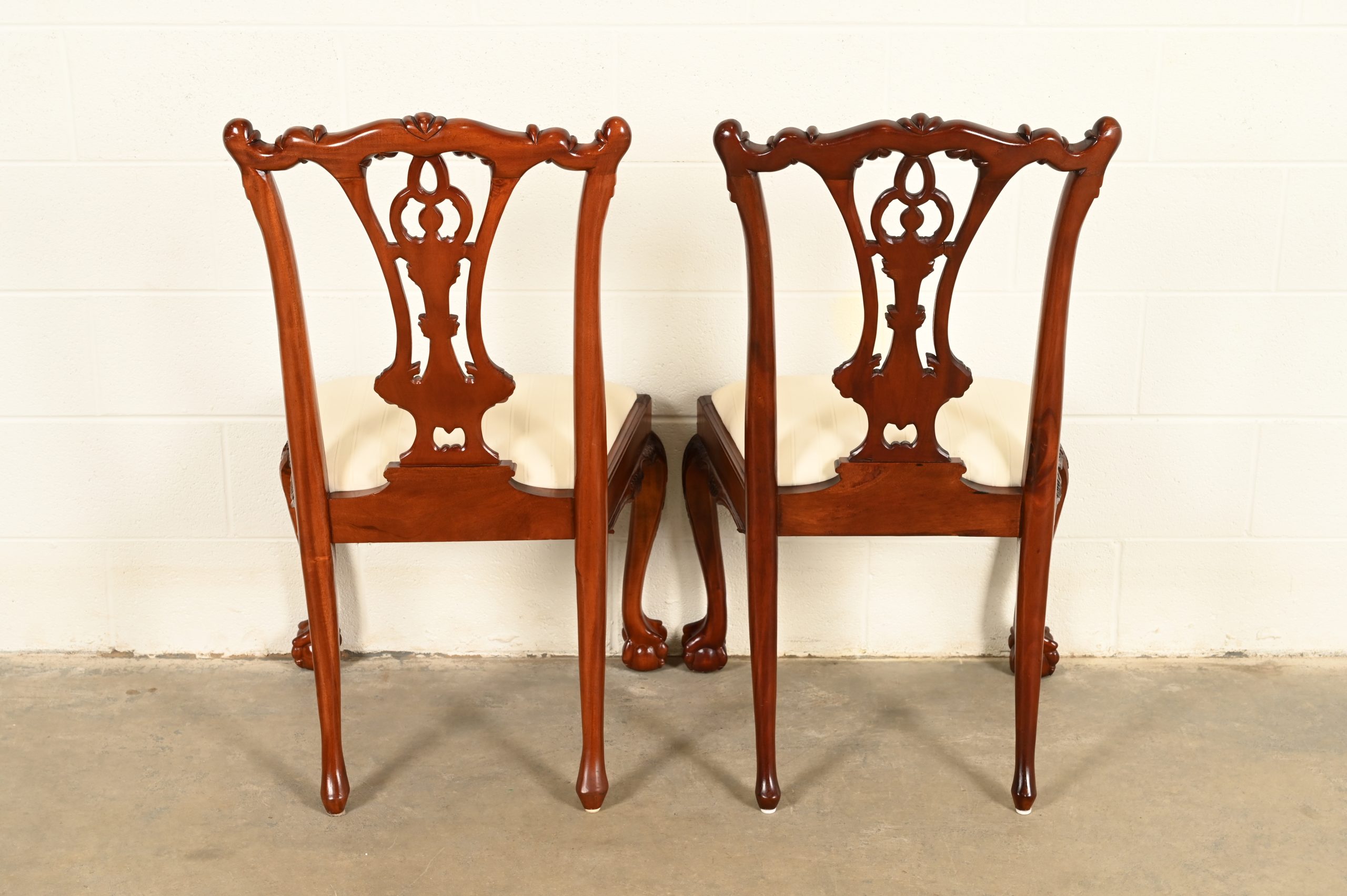 Baker Furniture Style Chippendale Carved Mahogany Dining Chairs, Set of Eight - Image 12