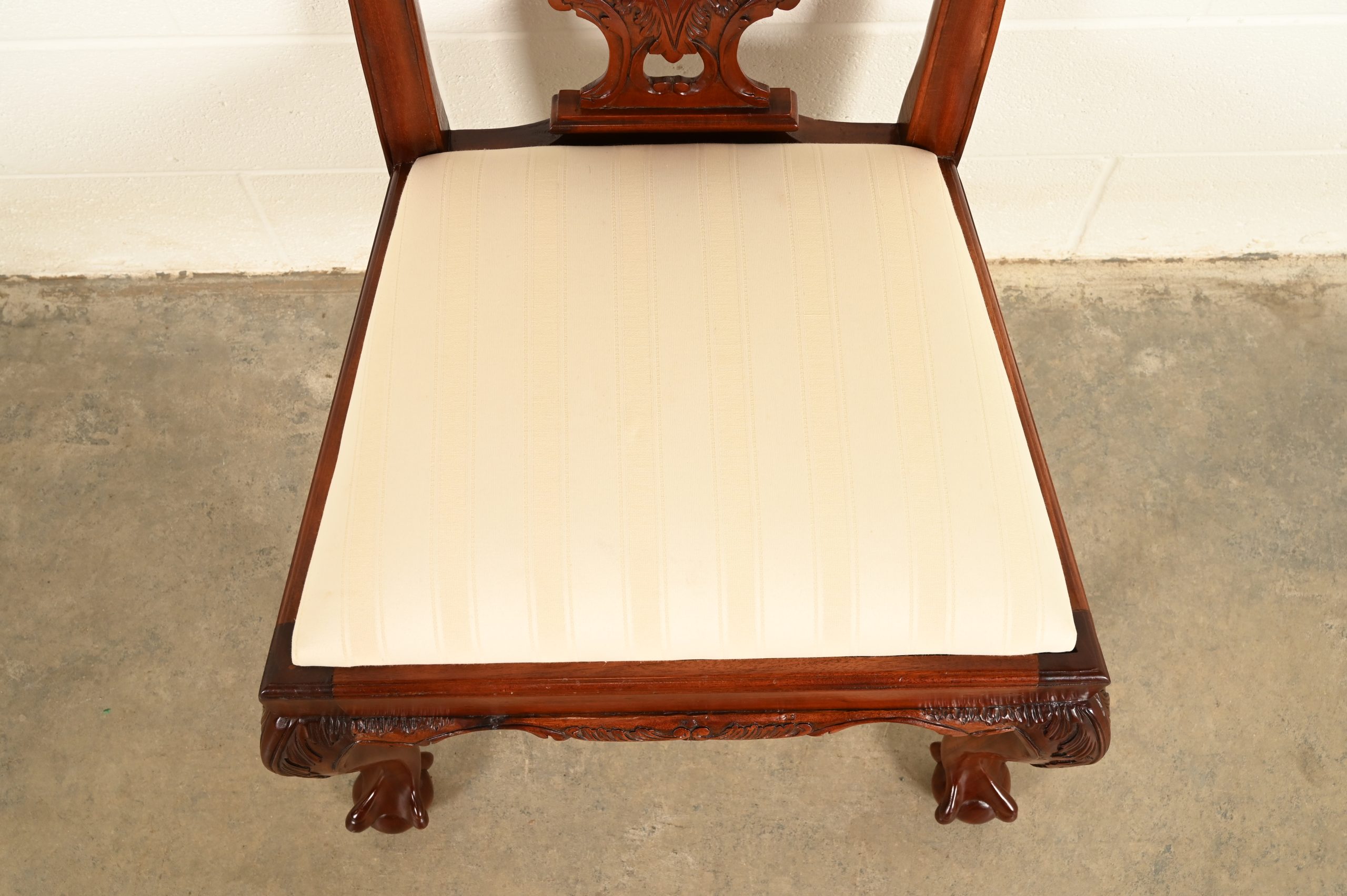 Baker Furniture Style Chippendale Carved Mahogany Dining Chairs, Set of Eight - Image 7