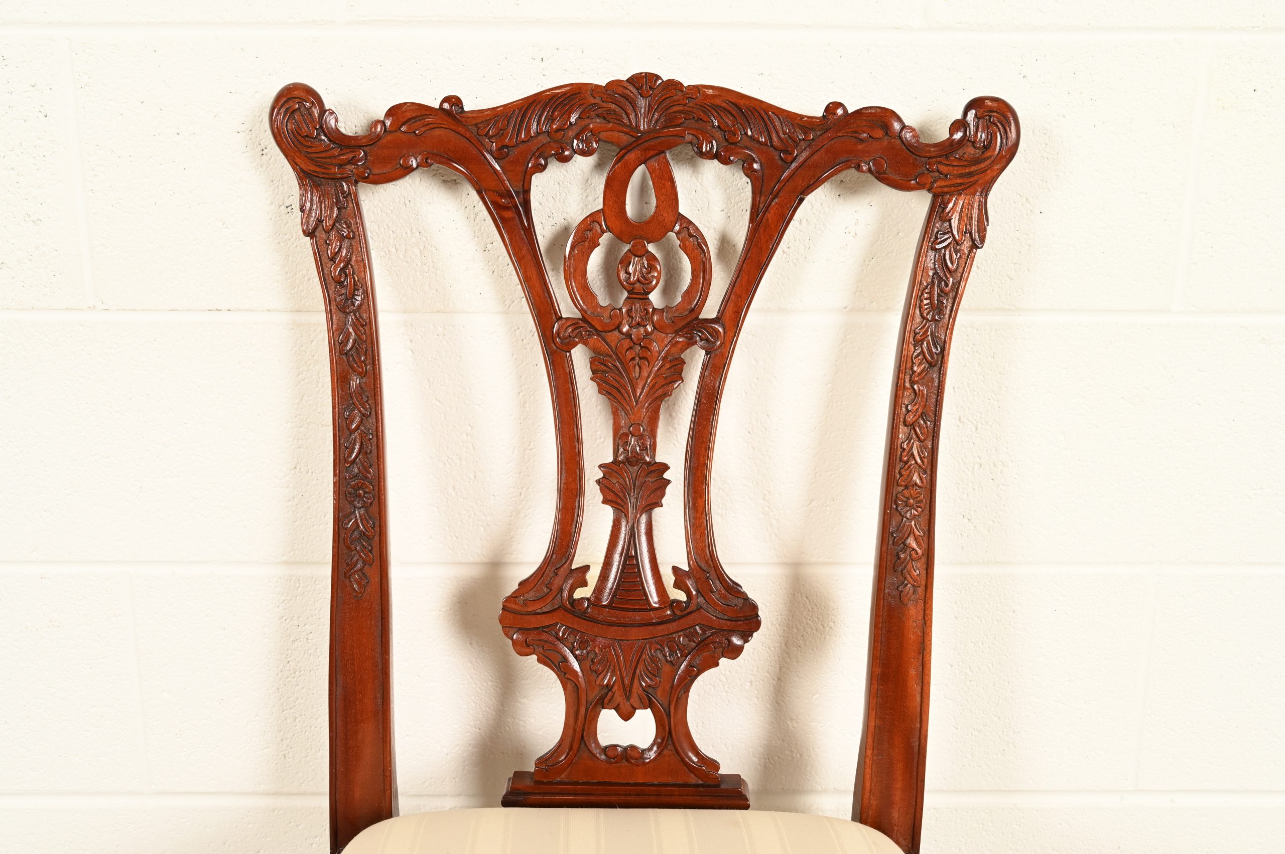 Baker Furniture Style Chippendale Carved Mahogany Dining Chairs, Set of Four - Image 6