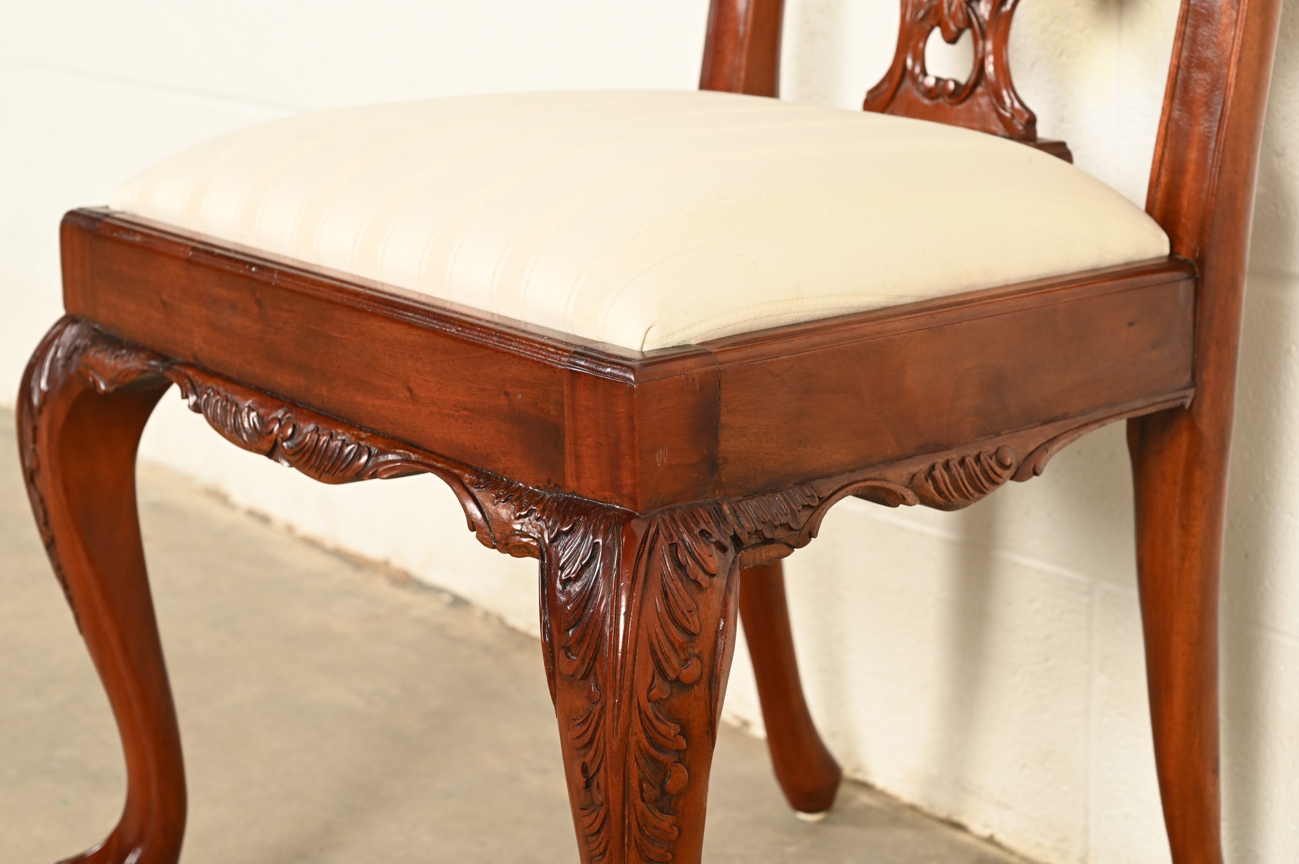 Baker Furniture Style Chippendale Carved Mahogany Dining Chairs, Set of Four - Image 9