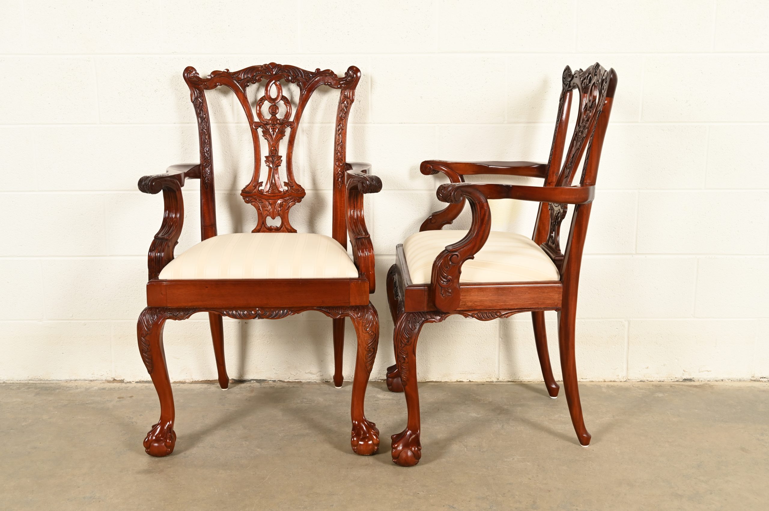 Baker Furniture Style Chippendale Carved Mahogany Dining Chairs, Set of Six - Image 14
