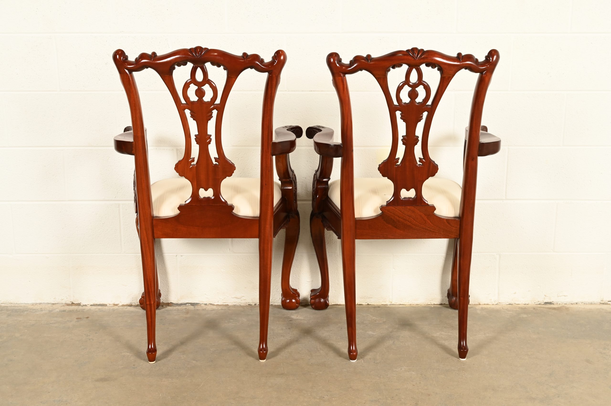 Baker Furniture Style Chippendale Carved Mahogany Dining Chairs, Set of Ten - Image 15