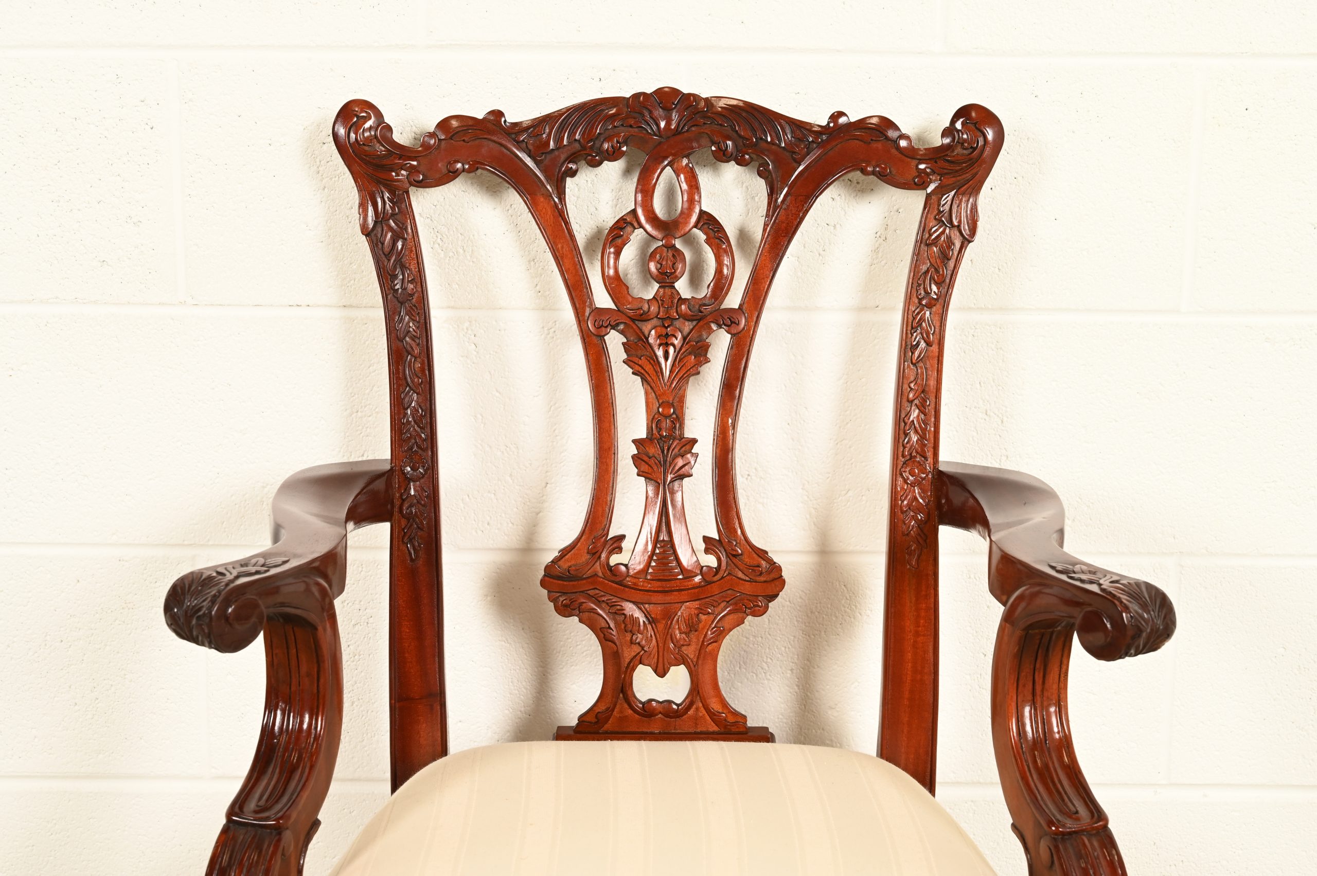Baker Furniture Style Chippendale Carved Mahogany Dining Chairs, Set of Six - Image 7