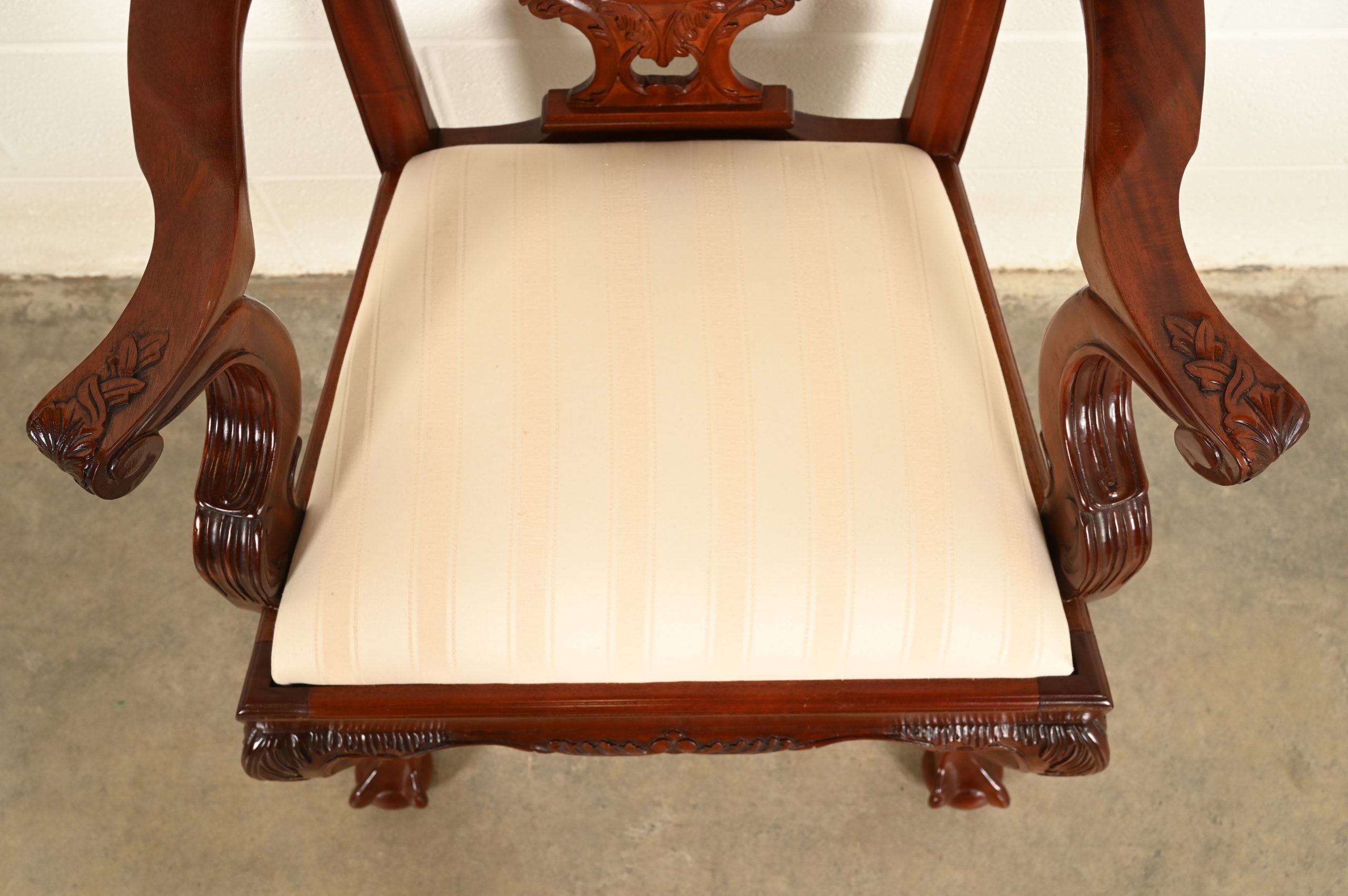 Baker Furniture Style Chippendale Carved Mahogany Dining Chairs, Set of Six - Image 8
