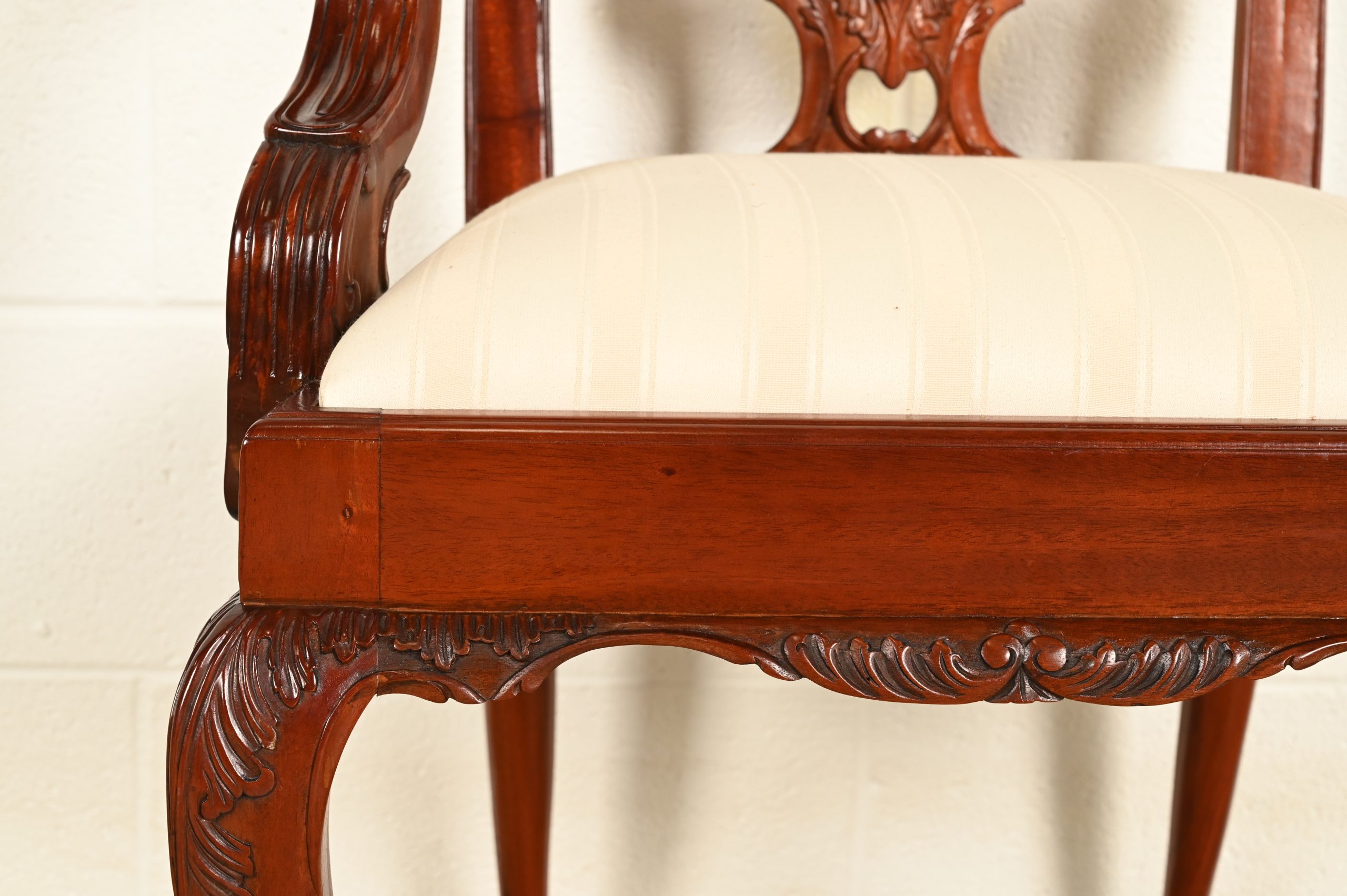 Baker Furniture Style Chippendale Carved Mahogany Dining Chairs, Set of Ten - Image 10