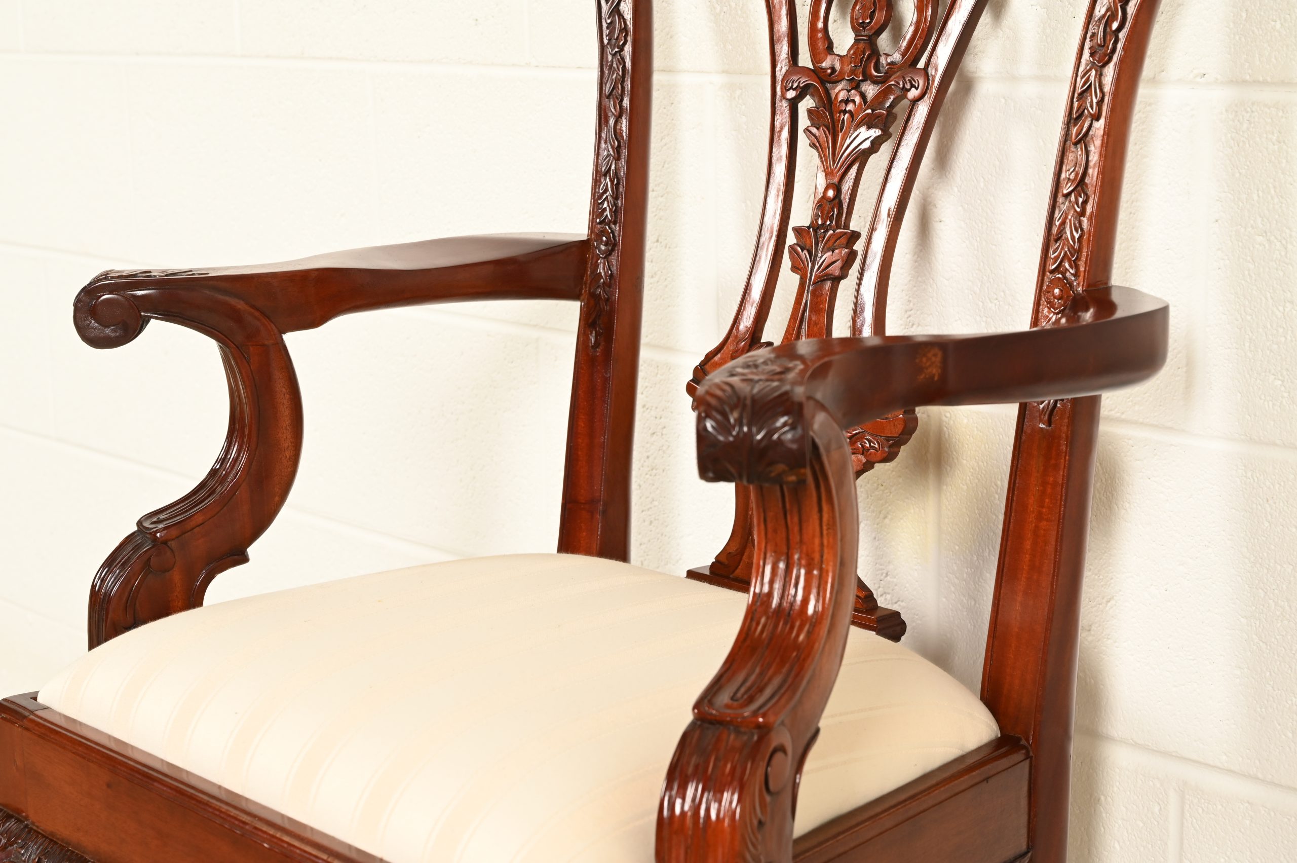 Baker Furniture Style Chippendale Carved Mahogany Dining Chairs, Set of Six - Image 11