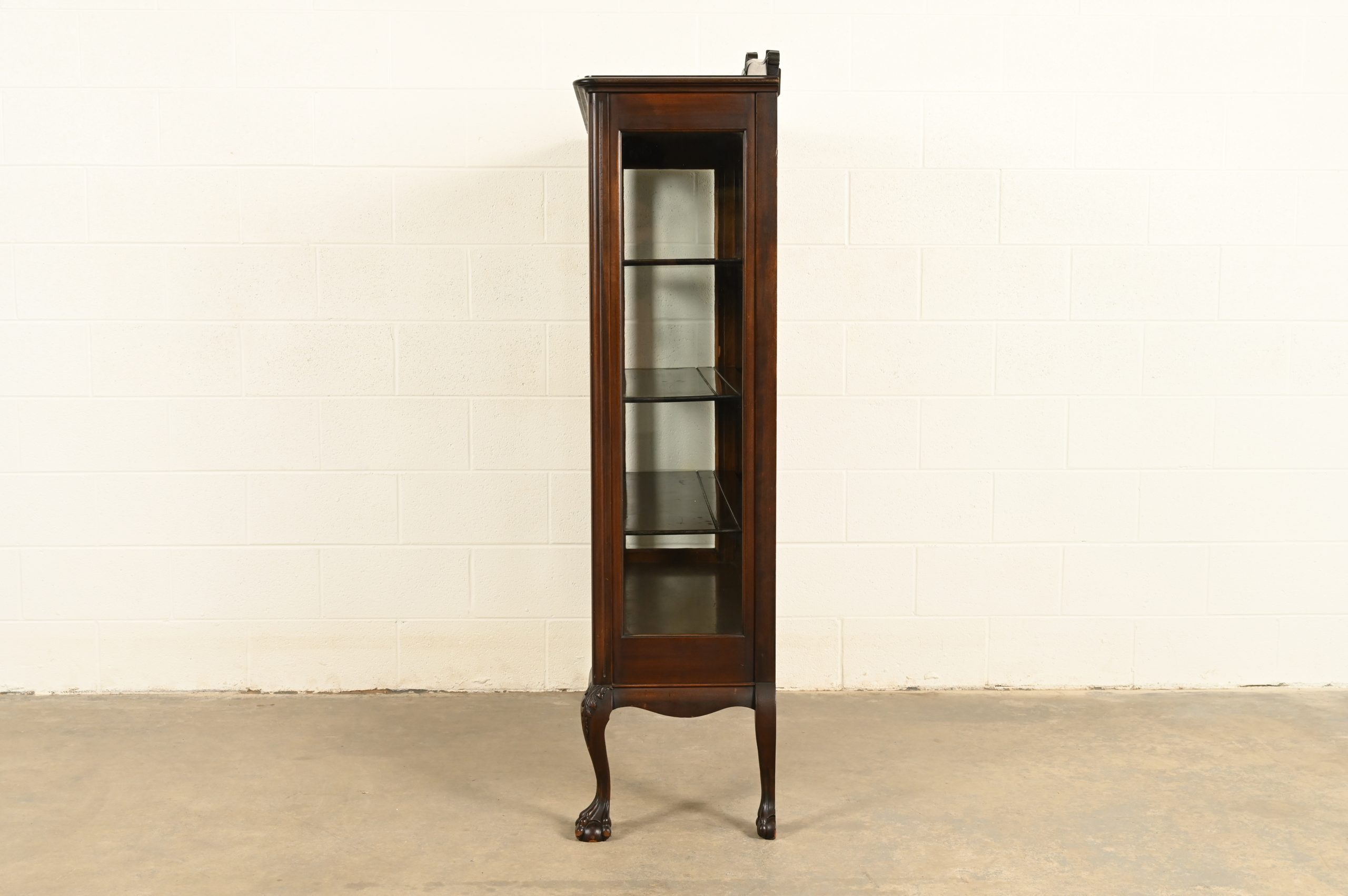 Berkey & Gay Style Antique Chippendale Carved Mahogany Bookcase Cabinet, Circa 1920s - Image 11