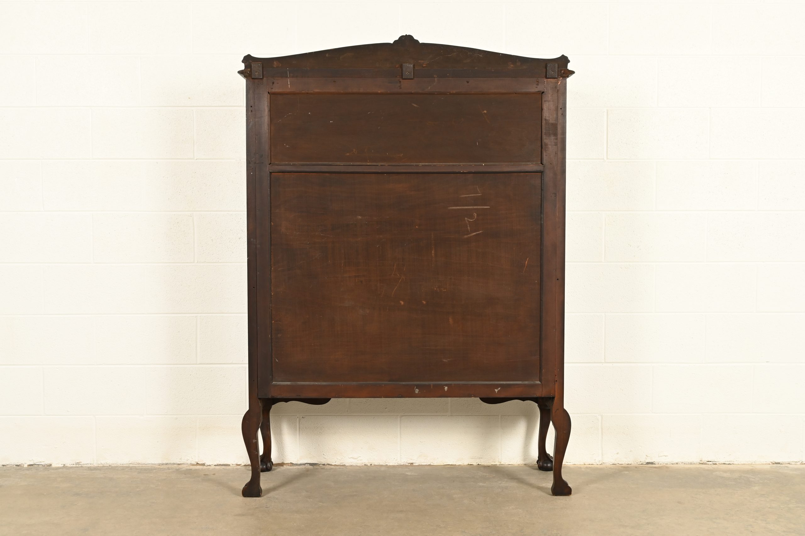 Berkey & Gay Style Antique Chippendale Carved Mahogany Bookcase Cabinet, Circa 1920s - Image 12