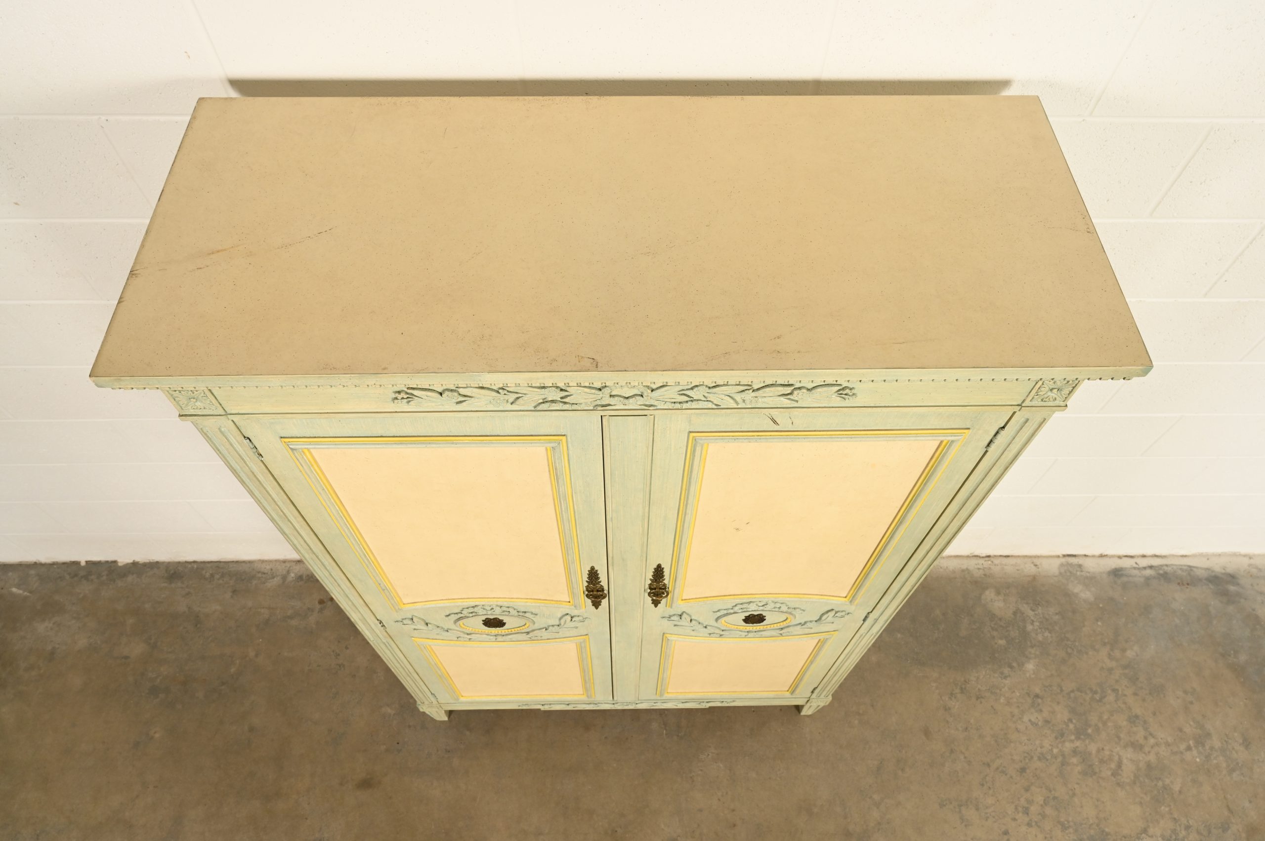 Baker Furniture French Regency Louis XVI Cream Lacquered Armoire Dresser or Linen Press, Circa 1960s - Image 12