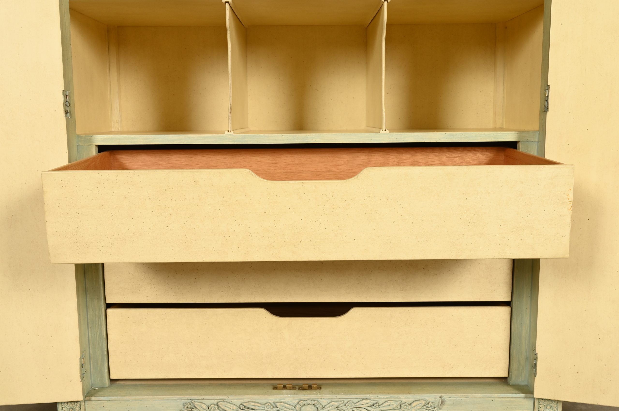 Baker Furniture French Regency Louis XVI Cream Lacquered Armoire Dresser or Linen Press, Circa 1960s - Image 7