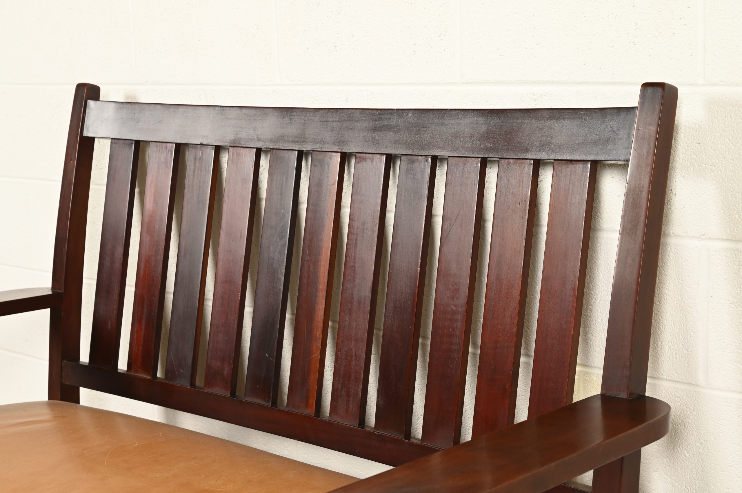 L. & J. G. Stickley Antique Mission Arts & Crafts Onondaga Mahogany Bench or Settle Sofa, Circa 1902 - Image 8