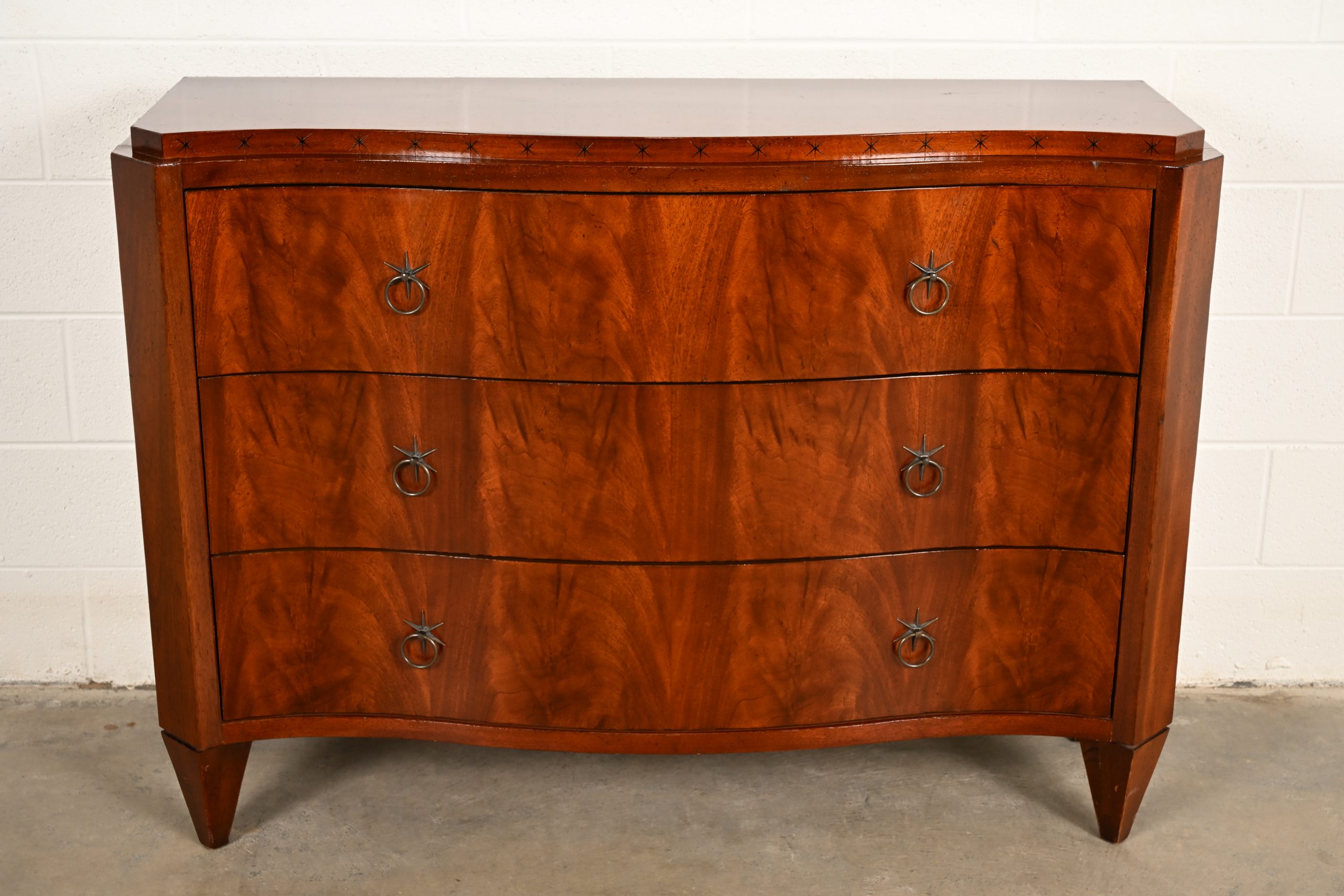 Baker Furniture French Regency Flame Mahogany Serpentine Front Chest of Drawers - Image 2