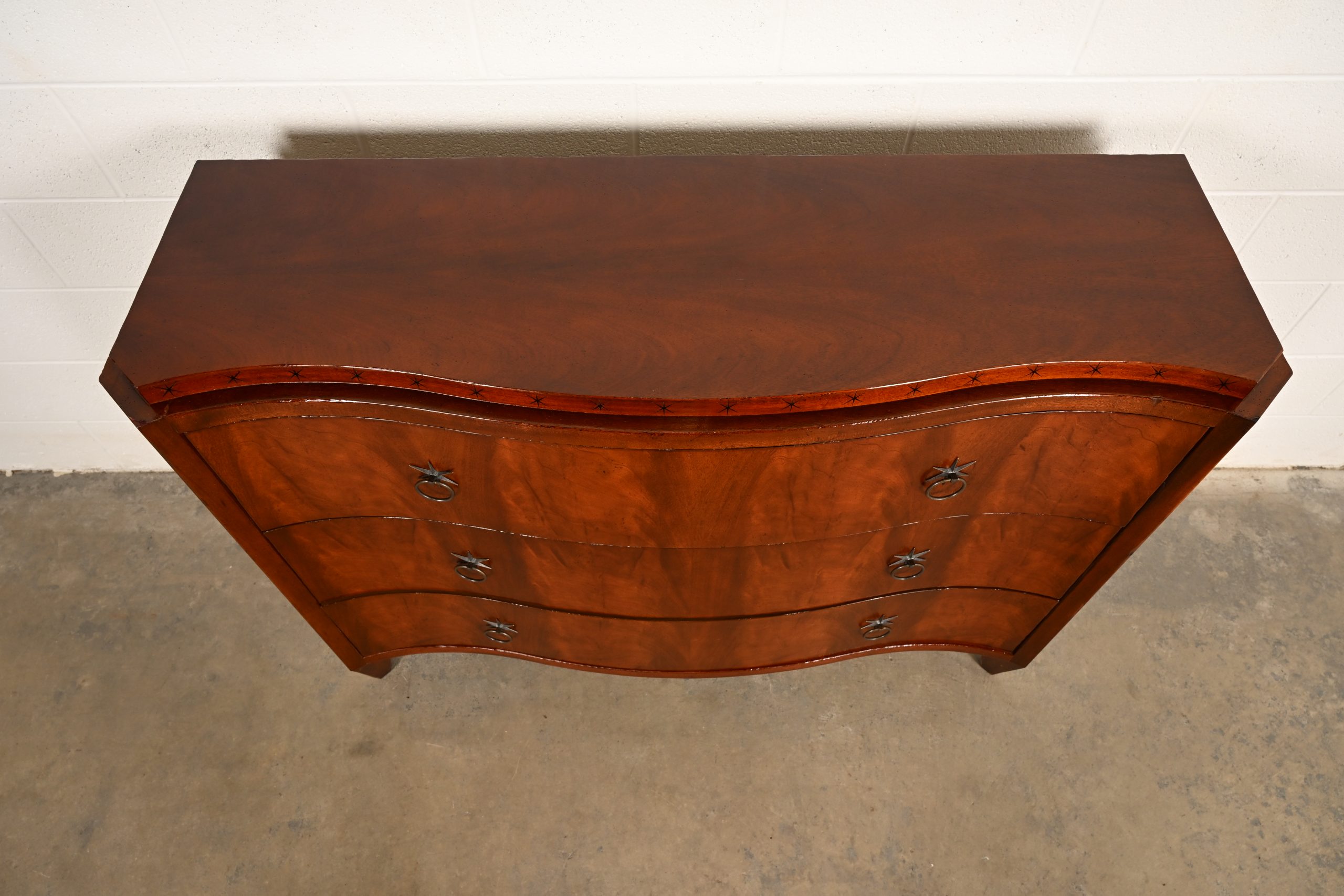 Baker Furniture French Regency Flame Mahogany Serpentine Front Chest of Drawers - Image 14