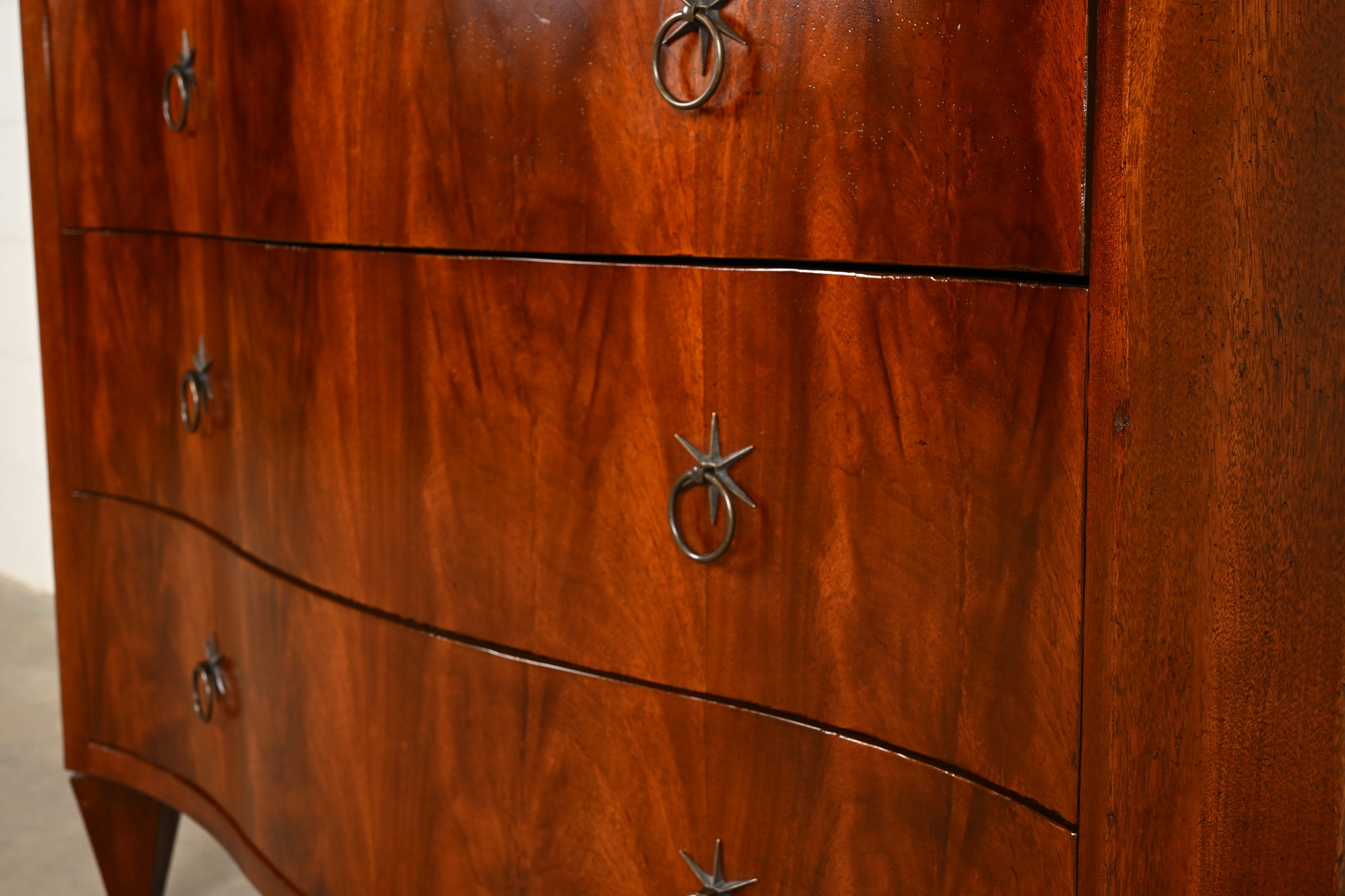 Baker Furniture French Regency Flame Mahogany Serpentine Front Chest of Drawers - Image 13