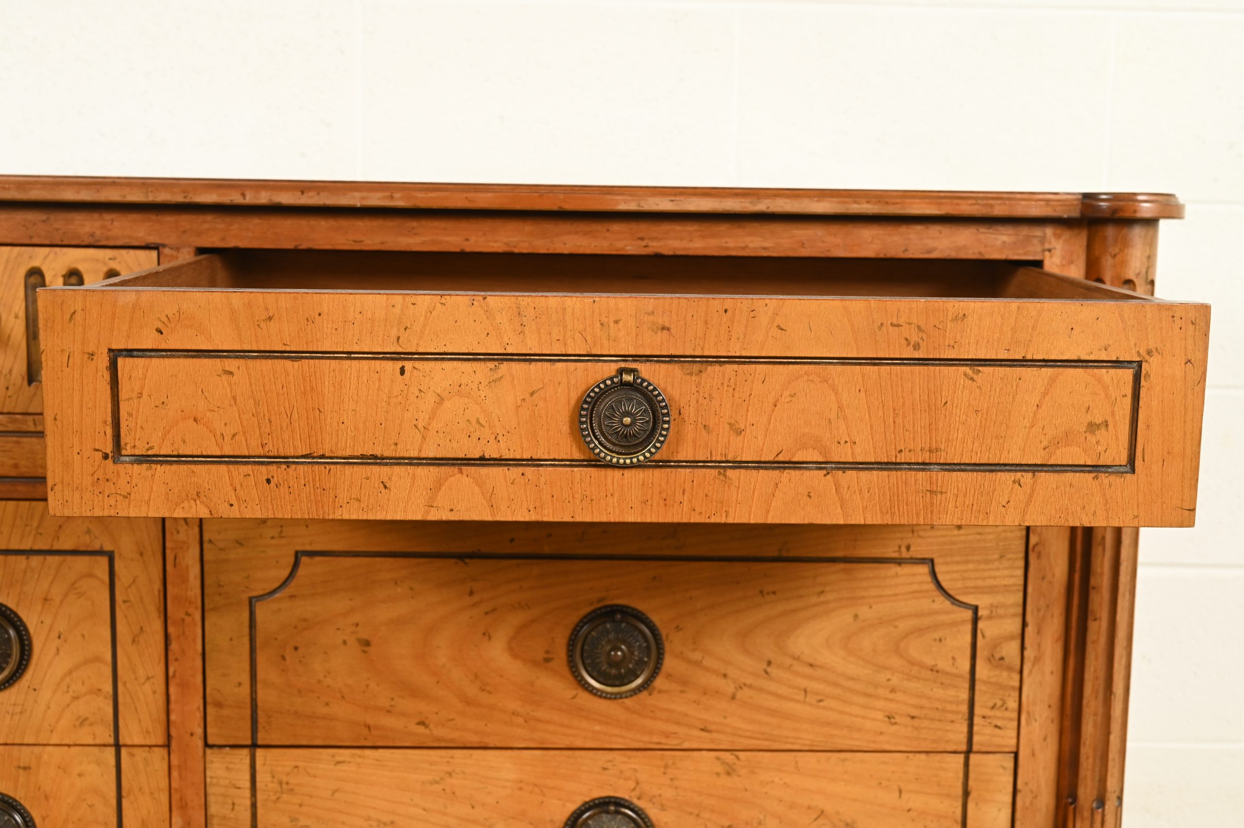 Baker Furniture French Regency Louis XVI Carved Walnut Triple Dresser or Credenza, Circa 1960s - Image 7