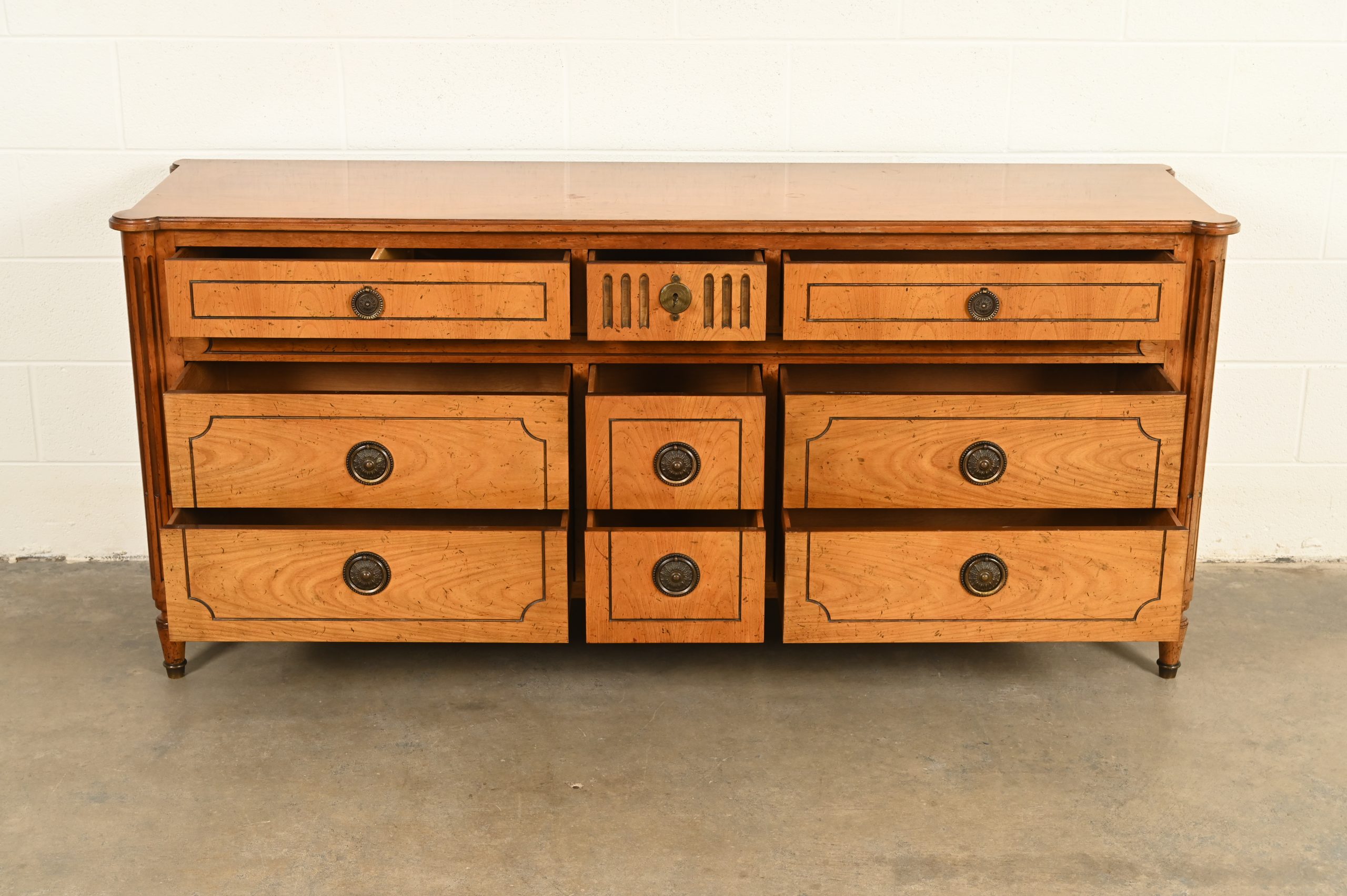 Baker Furniture French Regency Louis XVI Carved Walnut Triple Dresser or Credenza, Circa 1960s - Image 5