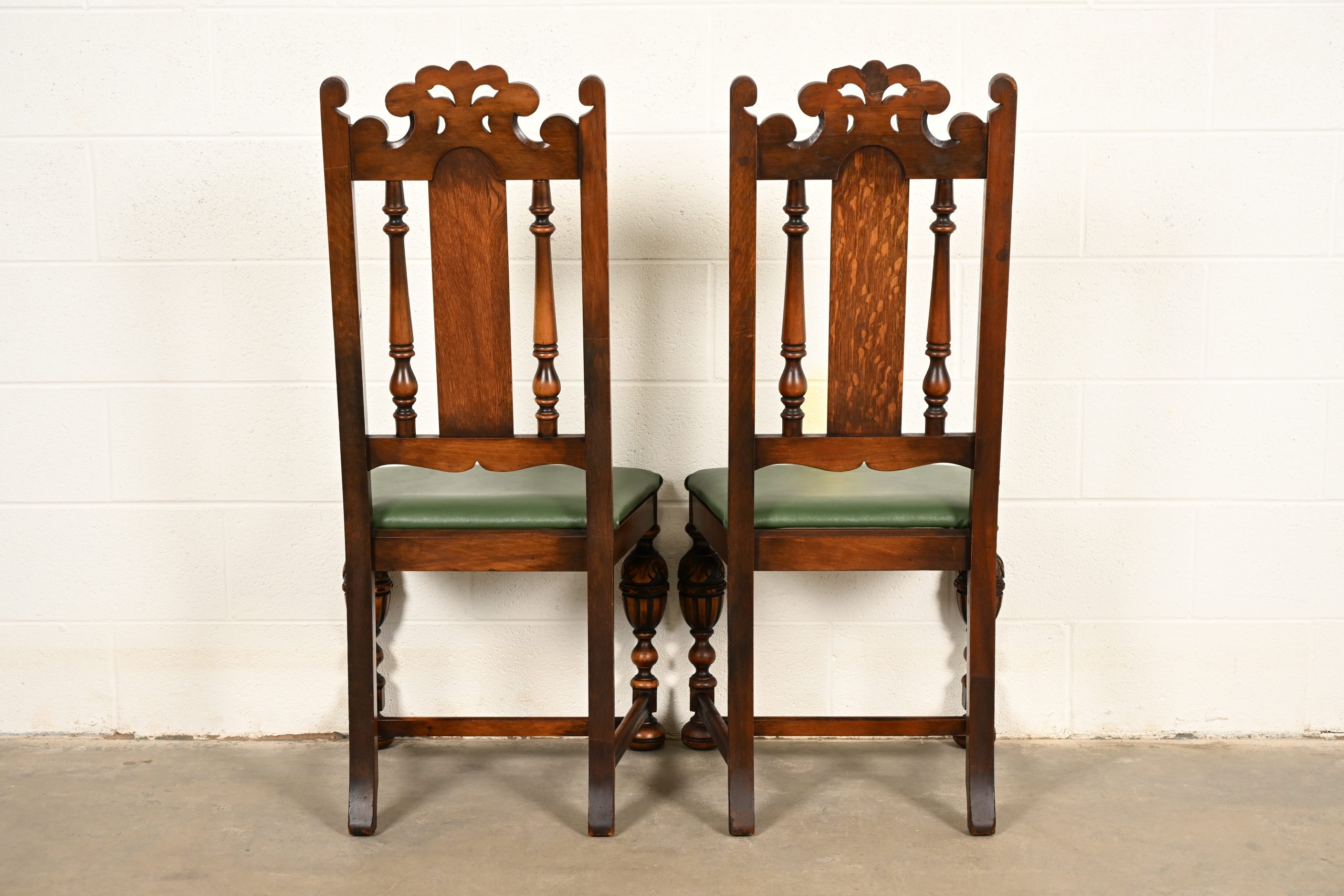 Berkey & Gay Antique English Jacobean Carved Walnut Dining Chairs, Set of Six - Image 14