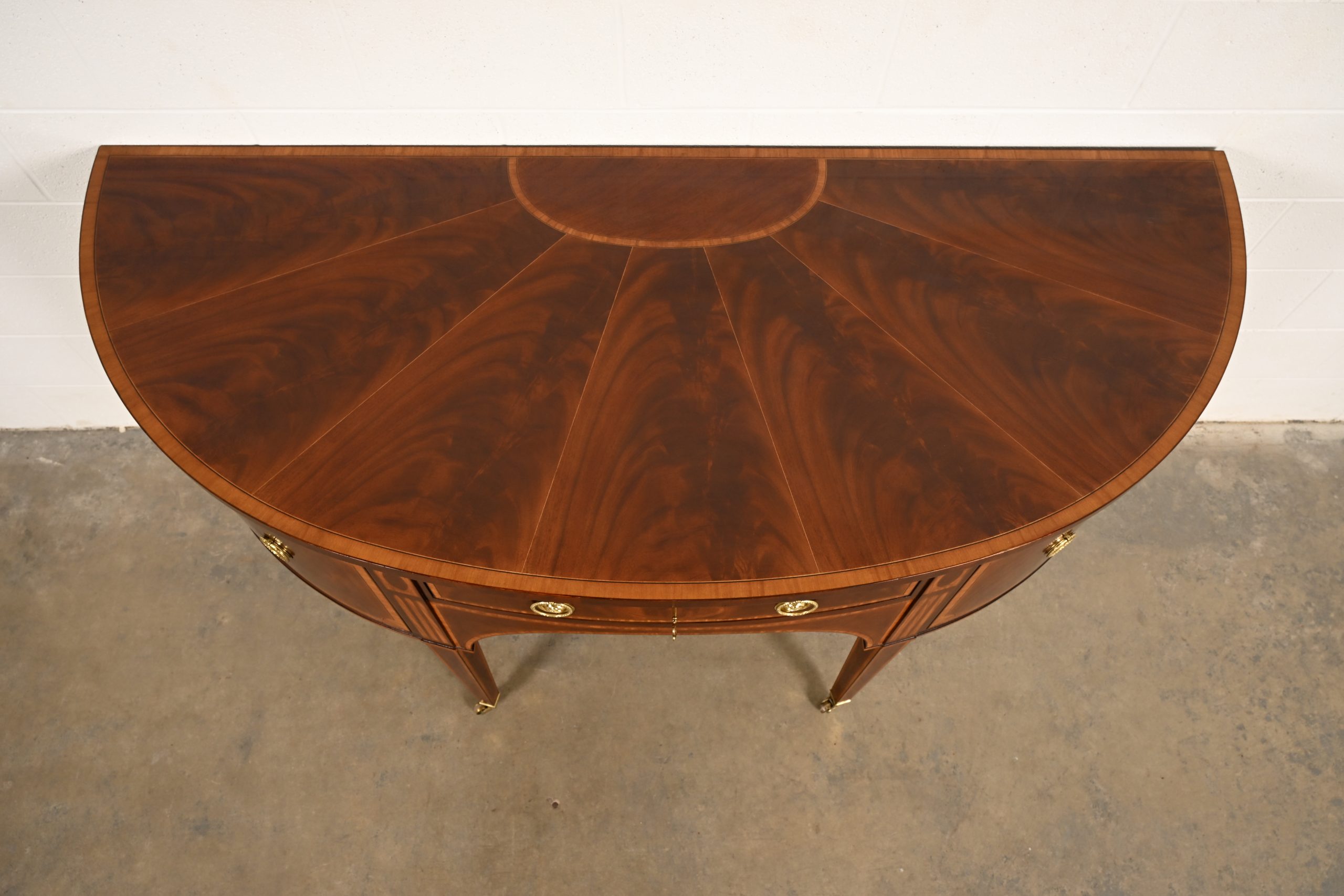 Baker Furniture Federal Inlaid Mahogany Demilune Sideboard Credenza - Image 14