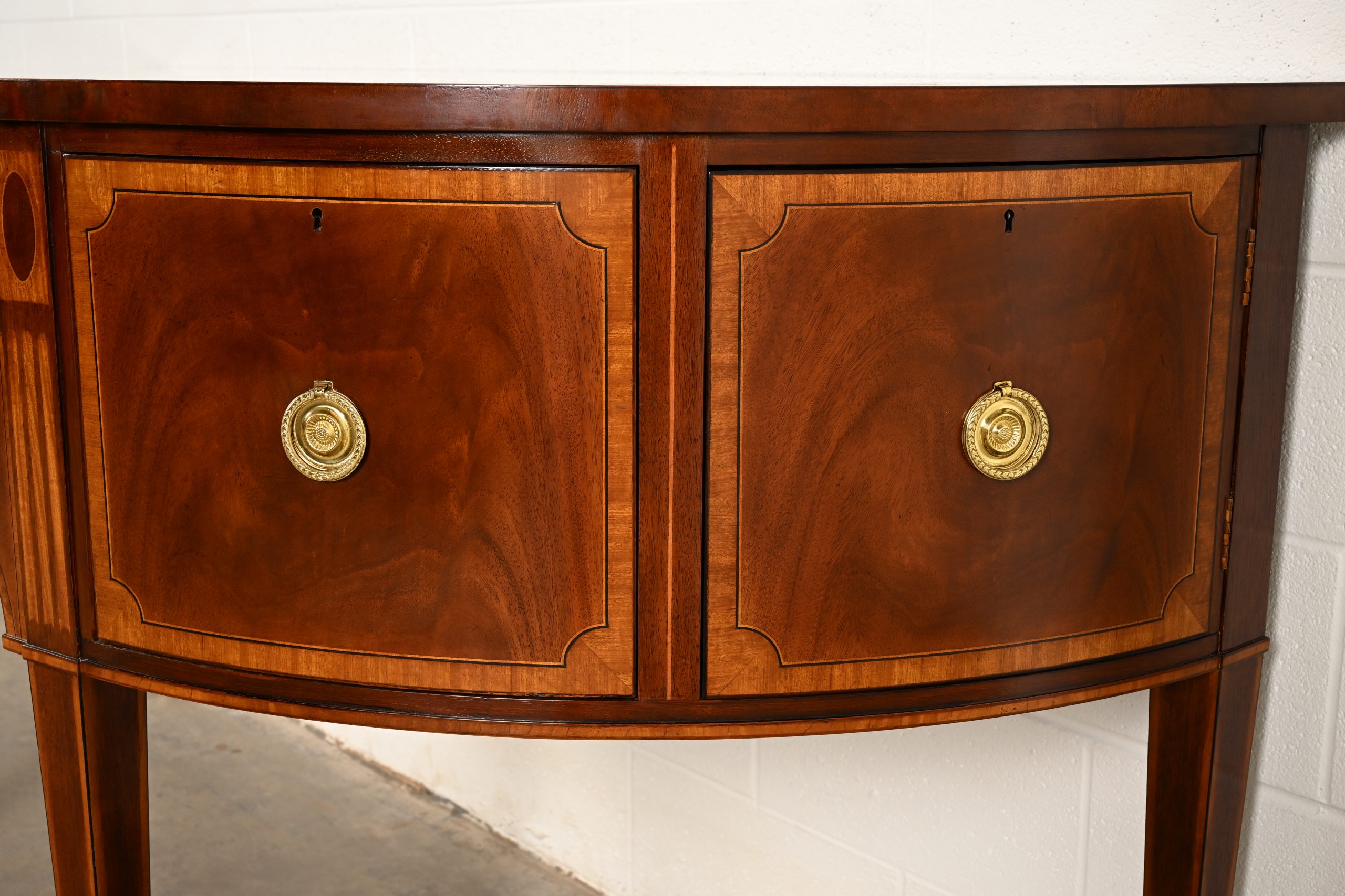 Baker Furniture Federal Inlaid Mahogany Demilune Sideboard Credenza - Image 12