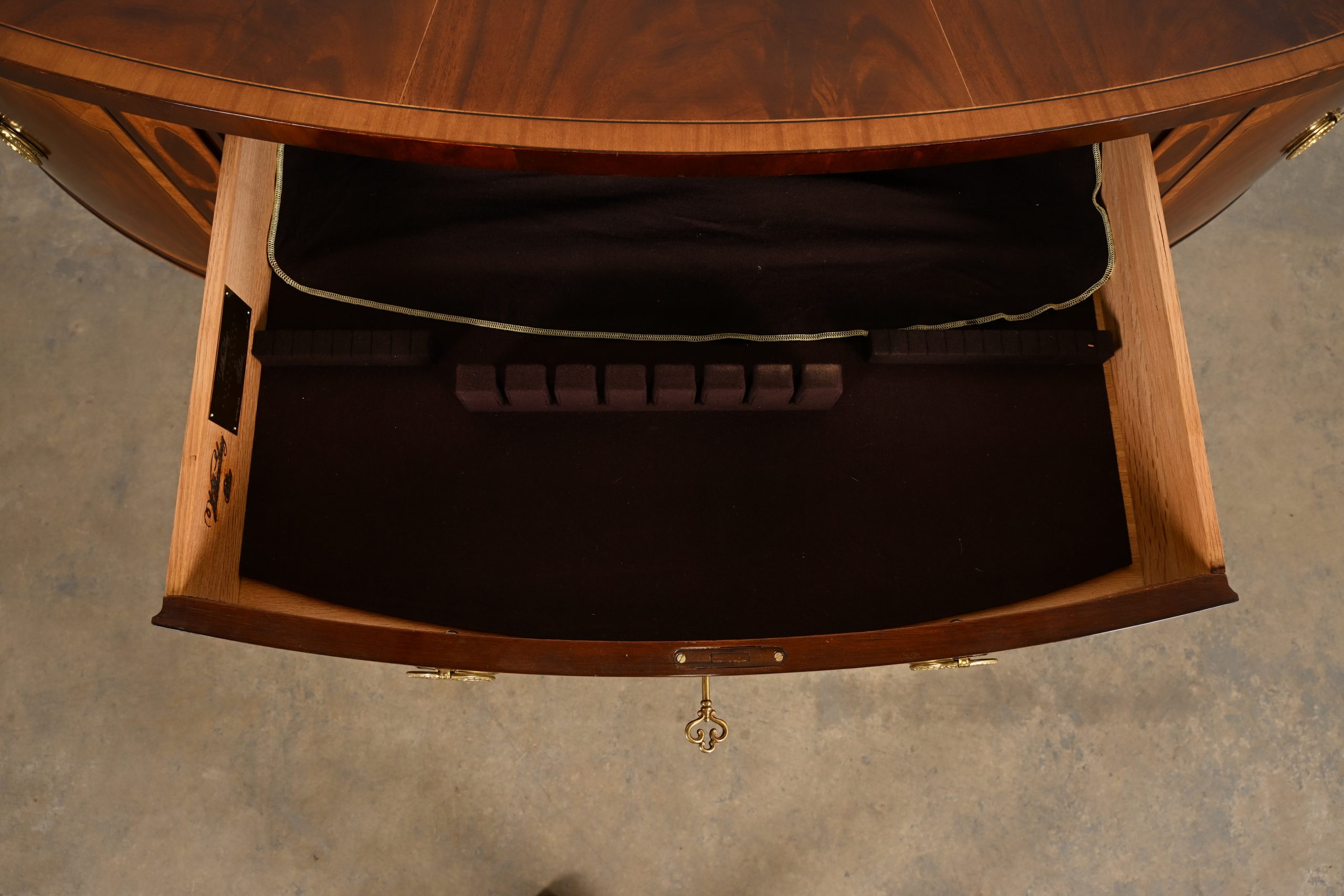 Baker Furniture Federal Inlaid Mahogany Demilune Sideboard Credenza - Image 7