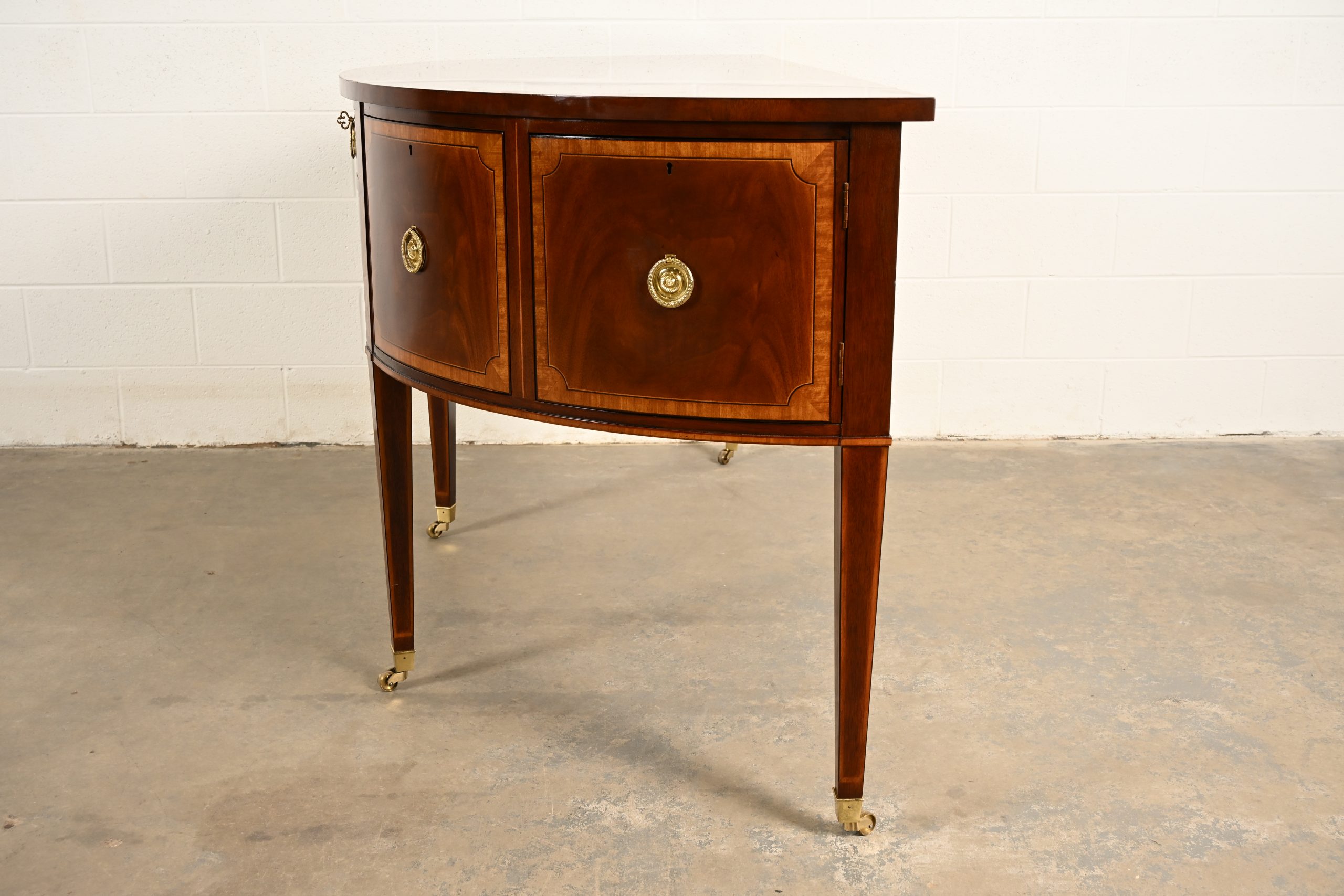 Baker Furniture Federal Inlaid Mahogany Demilune Sideboard Credenza - Image 15