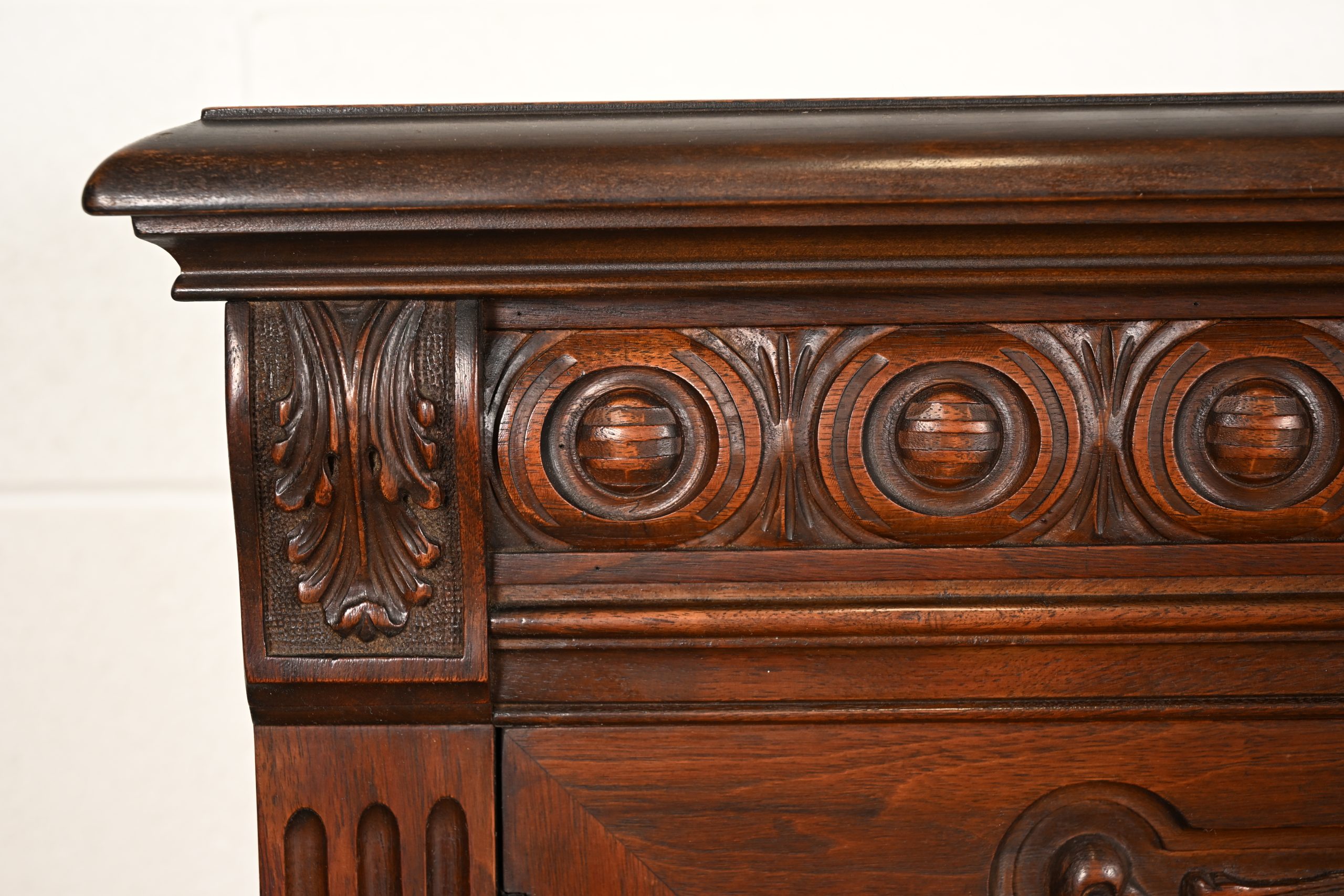 Berkey & Gay Style Antique Chippendale Carved Walnut and Burl Wood Bookcase or Bar Cabinet, Circa 1920s - Image 9