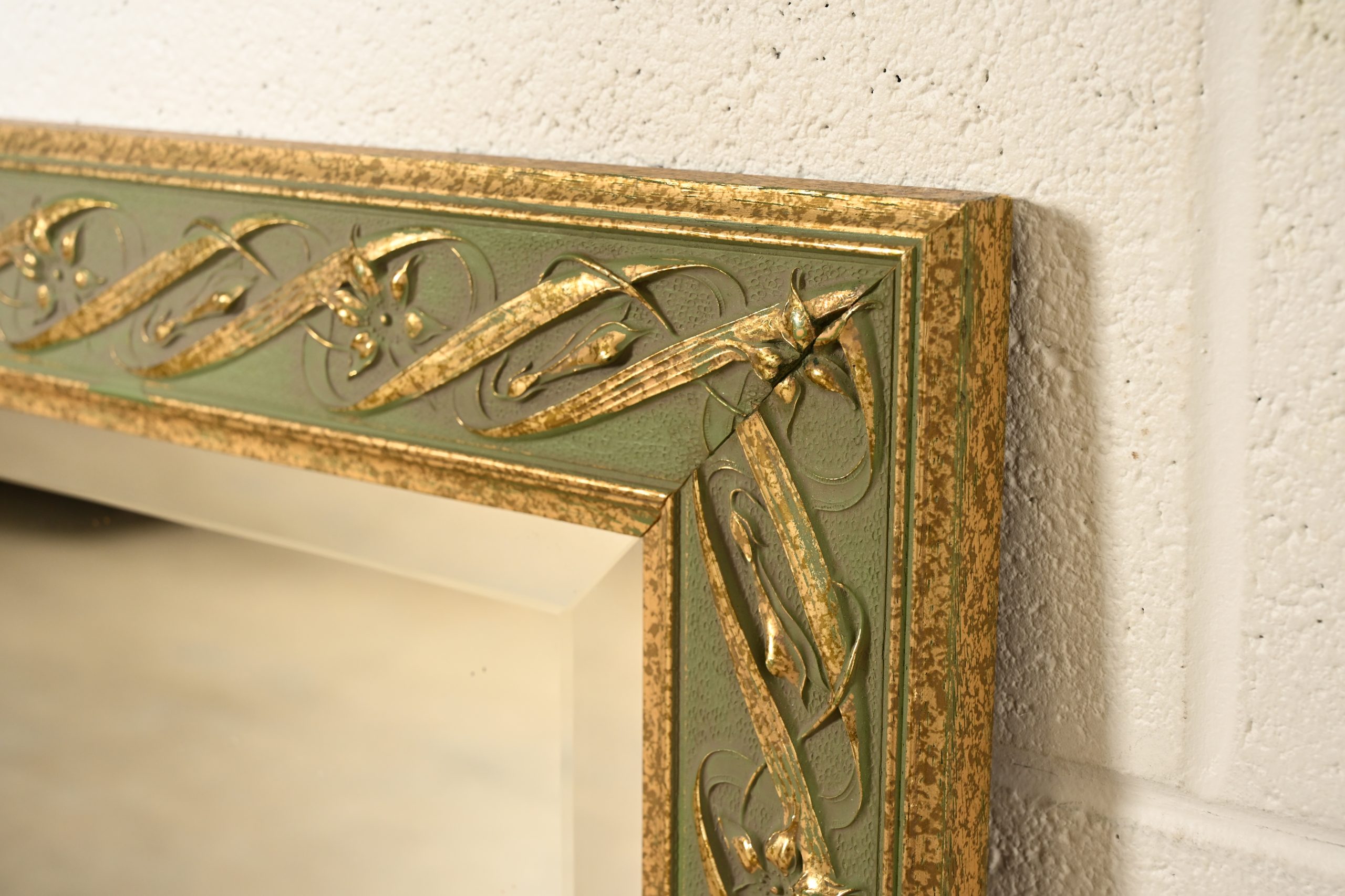 John Widdicomb Style Italian Regency Louis XVI Carved Painted and Gold Gilt Wall Mirror - Image 6