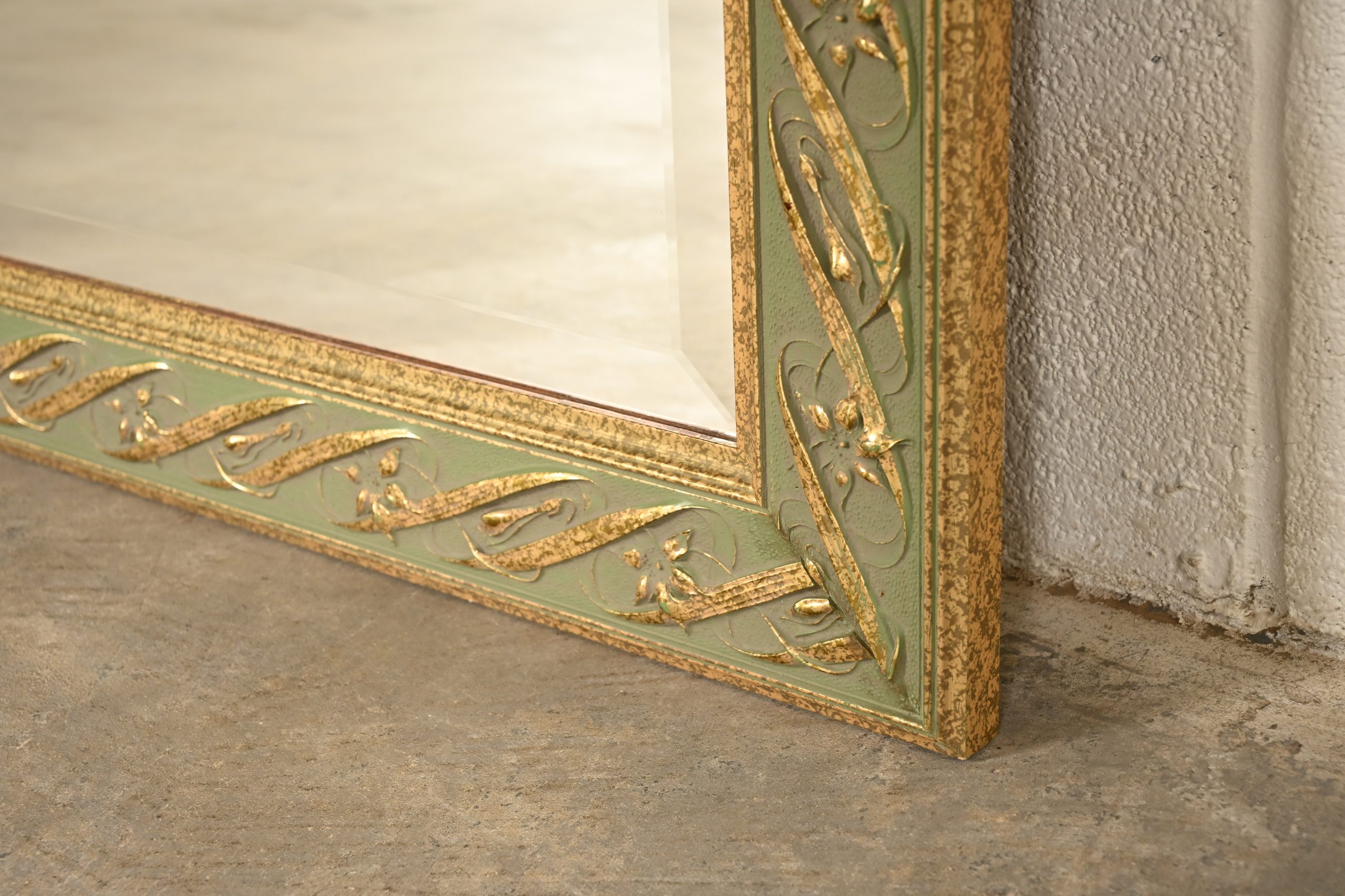 John Widdicomb Style Italian Regency Louis XVI Carved Painted and Gold Gilt Wall Mirror - Image 8