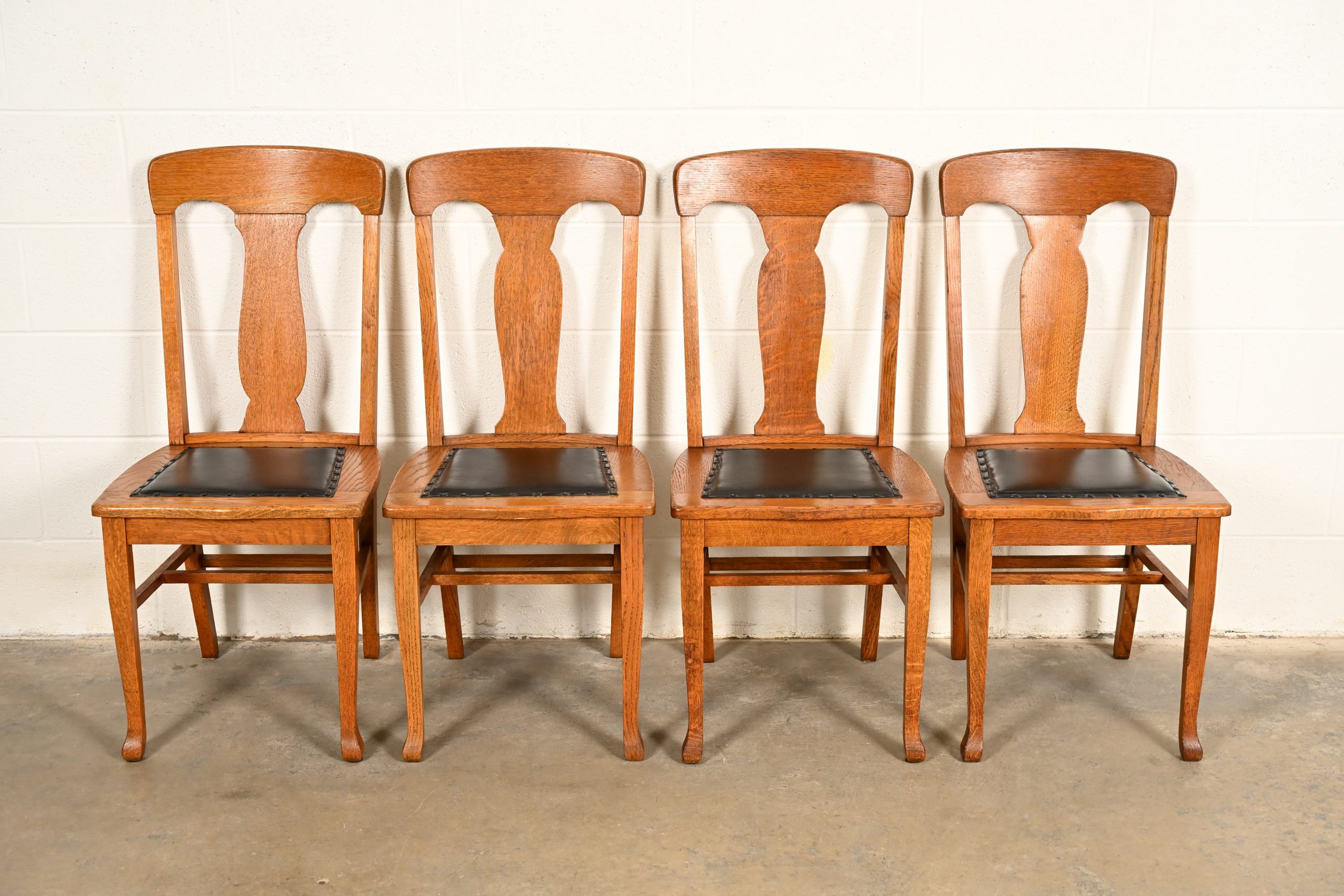 Heywood Wakefield Antique Mission Oak Arts & Crafts Dining Chairs, Set of Four - Image 2