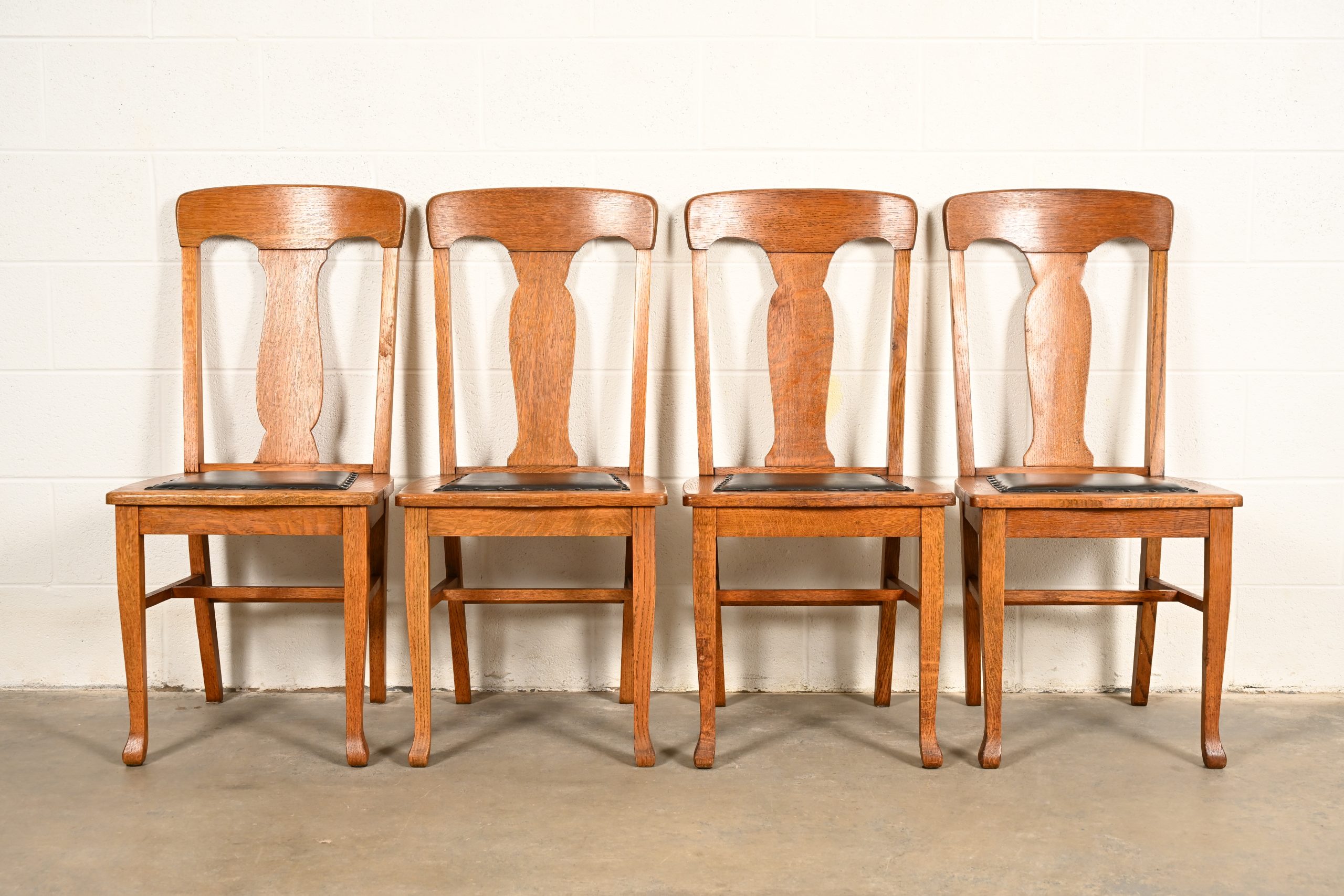 Heywood Wakefield Antique Mission Oak Arts & Crafts Dining Chairs, Set of Four - Image 3