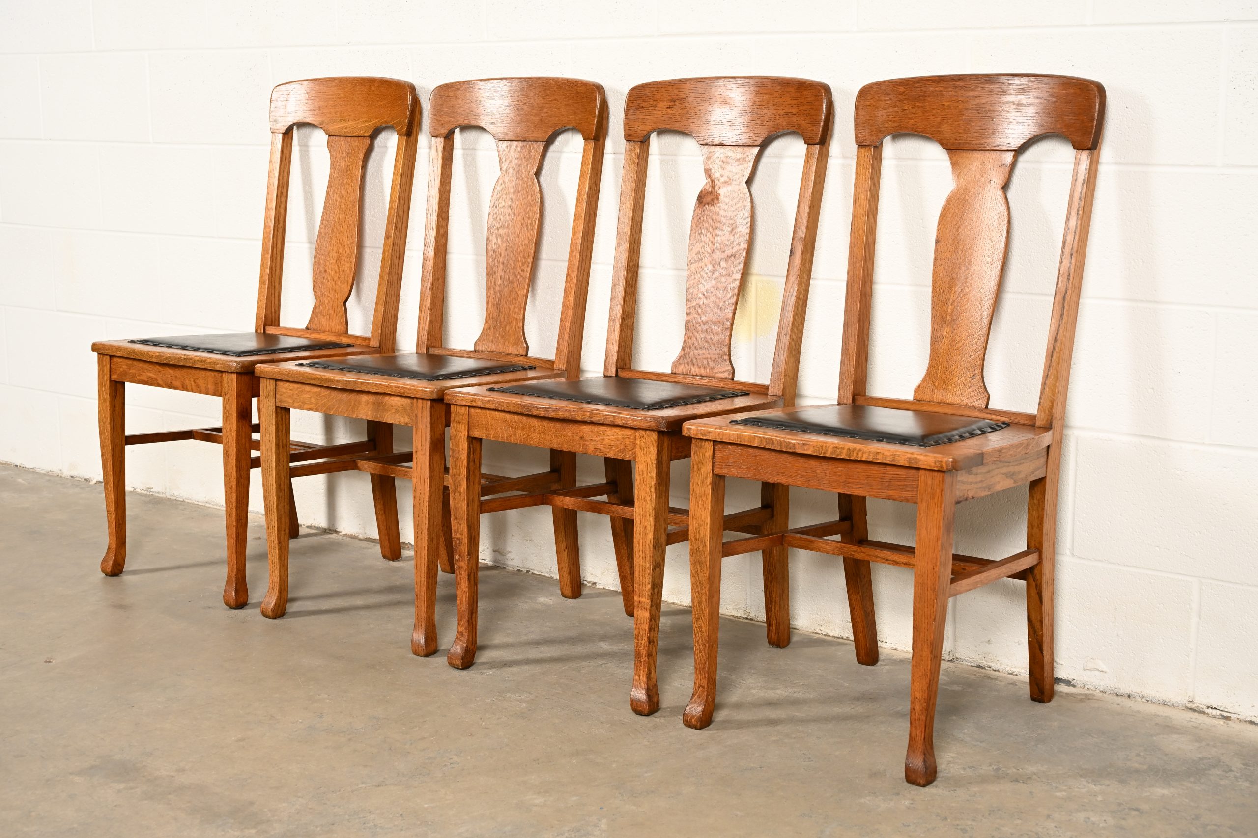 Heywood Wakefield Antique Mission Oak Arts & Crafts Dining Chairs, Set of Four - Image 4