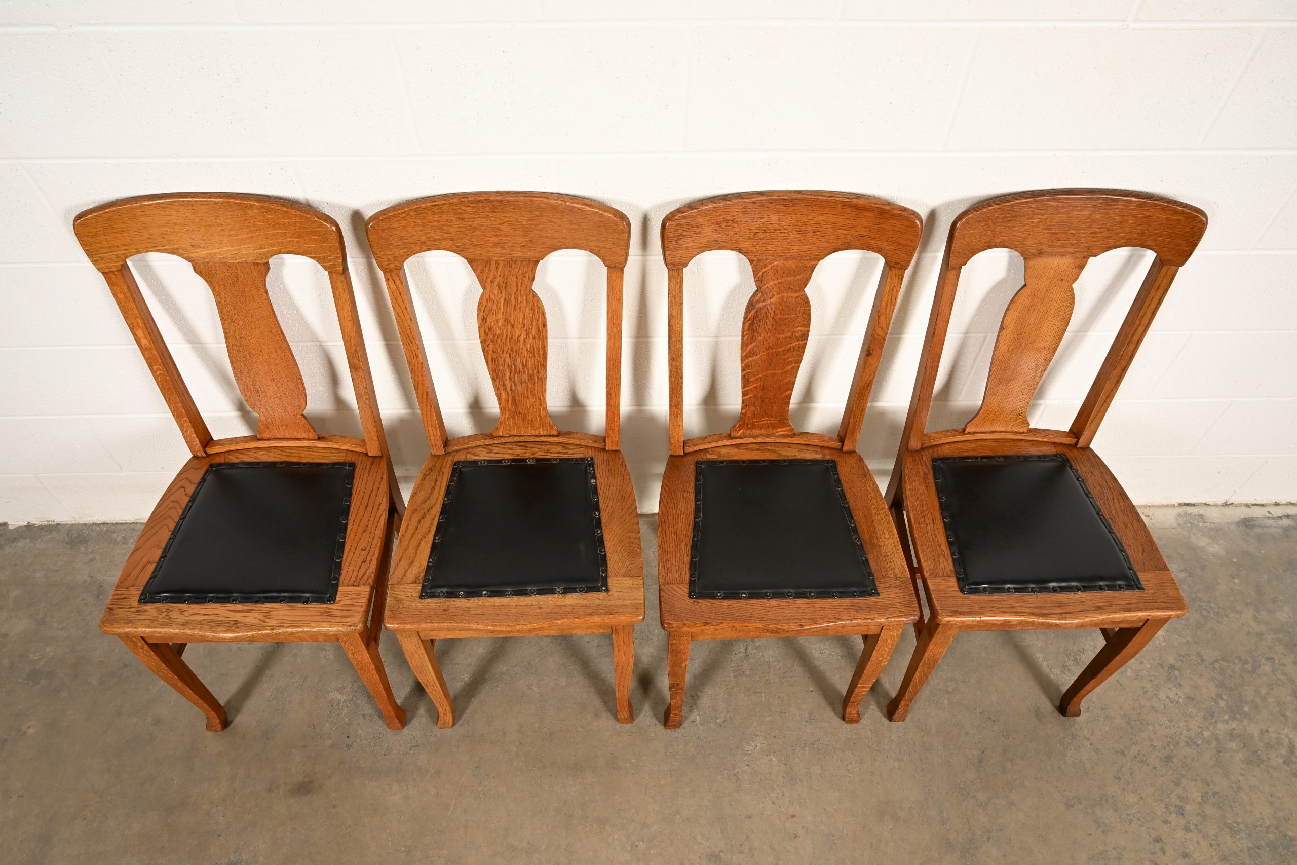 Heywood Wakefield Antique Mission Oak Arts & Crafts Dining Chairs, Set of Four - Image 5