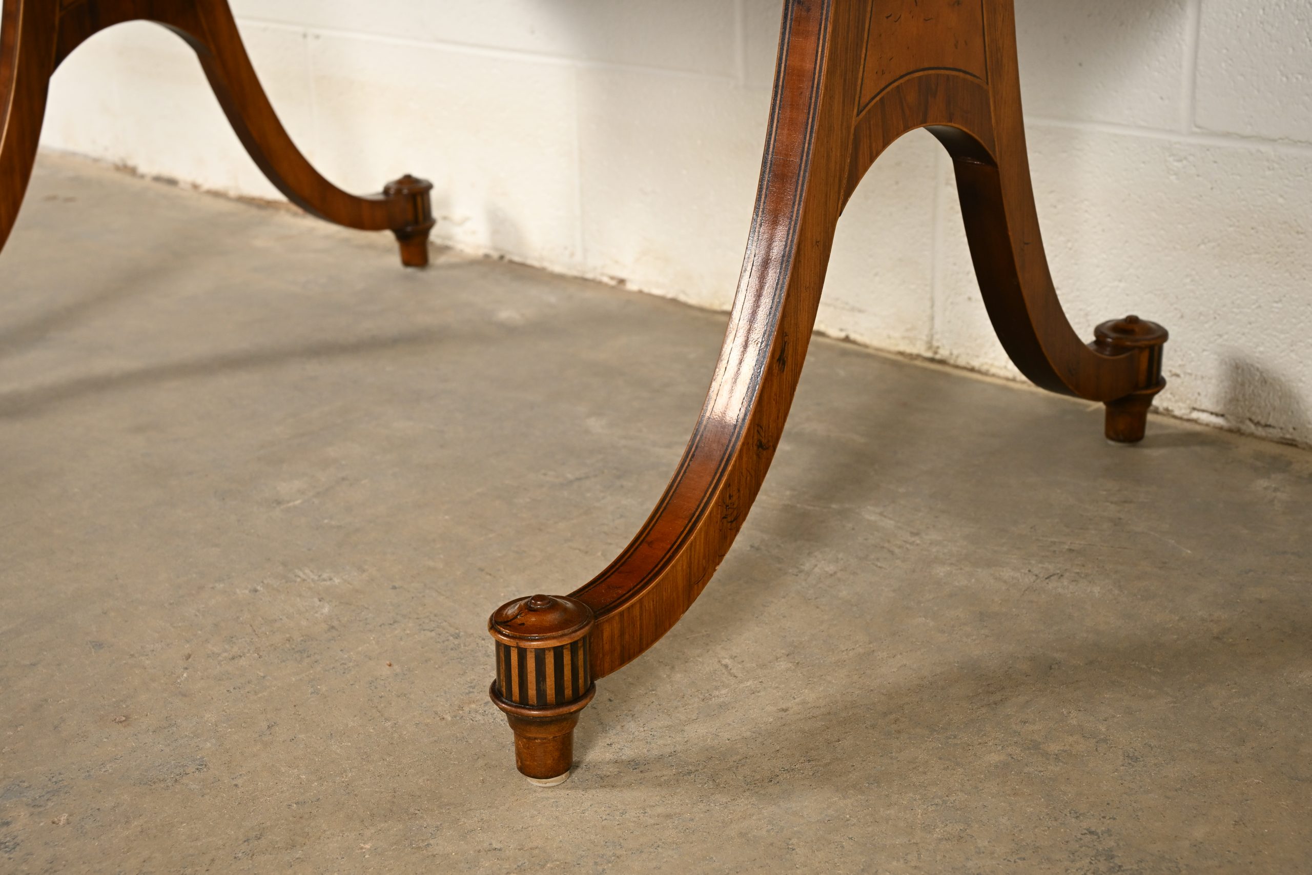 Baker Furniture Regency Inlaid Yew Wood Writing Desk or Console Table, Circa 1980s - Image 13