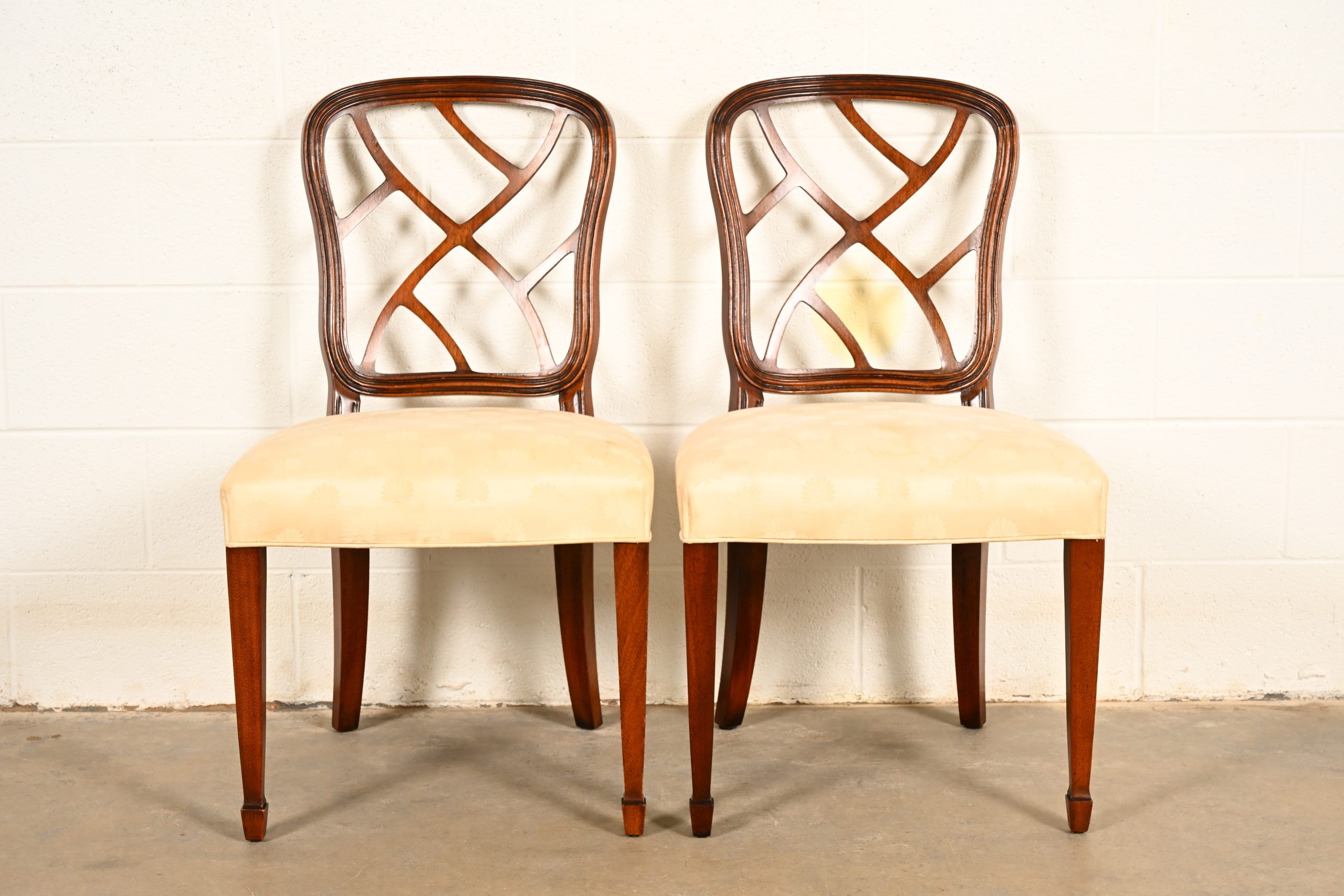Kindel Furniture Federal Carved Mahogany Side Chairs or Dining Chairs, Pair - Image 2
