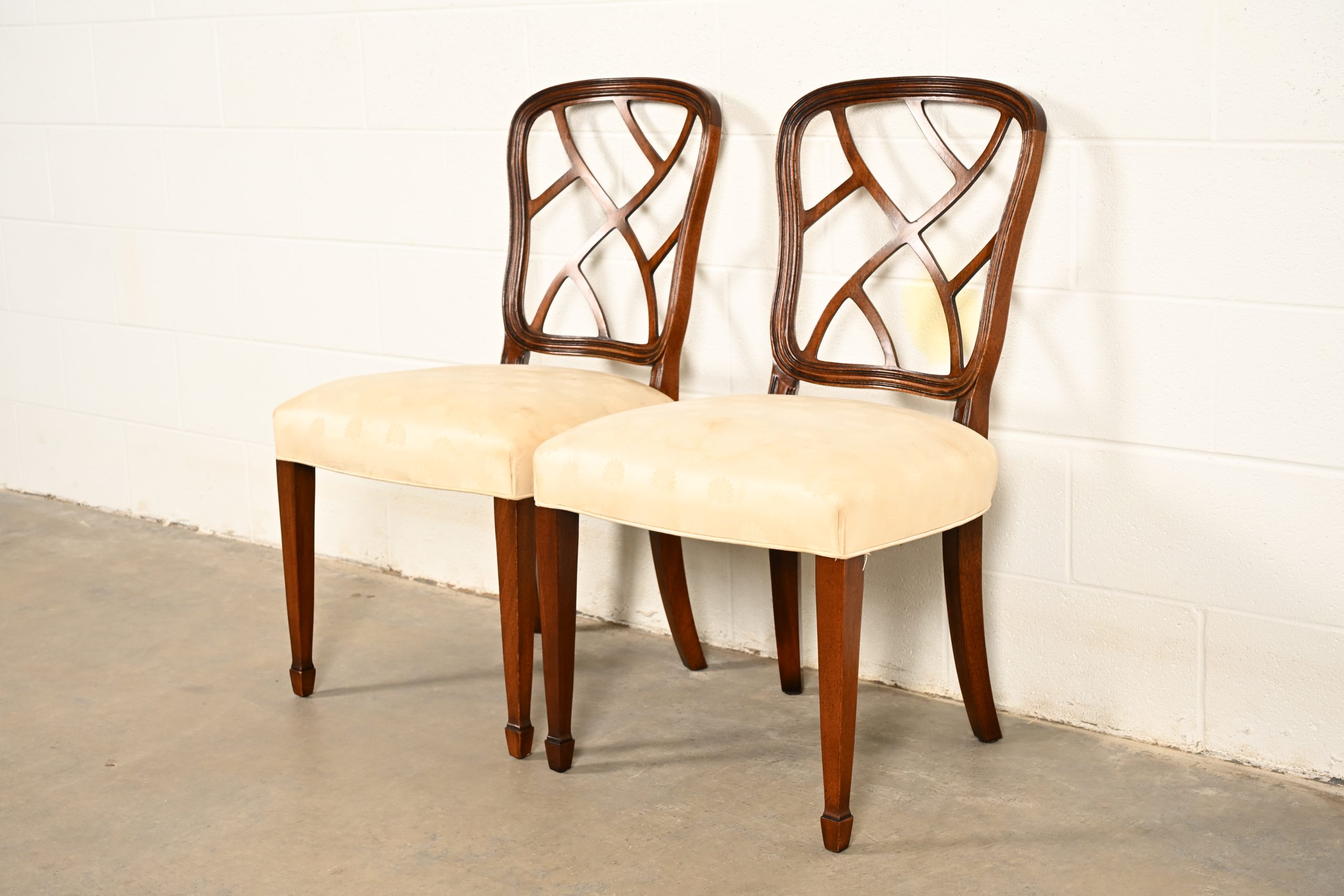 Kindel Furniture Federal Carved Mahogany Side Chairs or Dining Chairs, Pair - Image 4