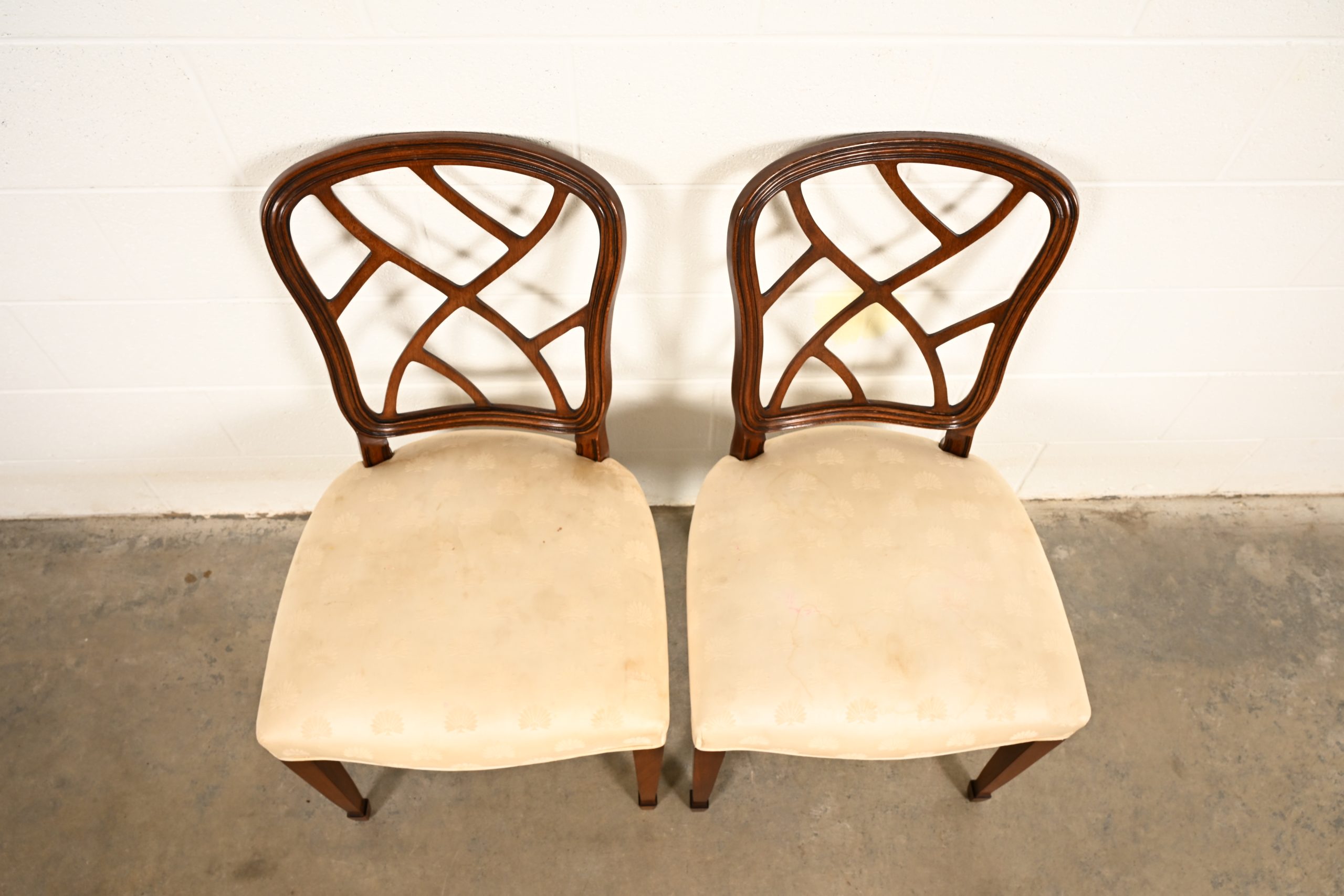 Kindel Furniture Federal Carved Mahogany Side Chairs or Dining Chairs, Pair - Image 5
