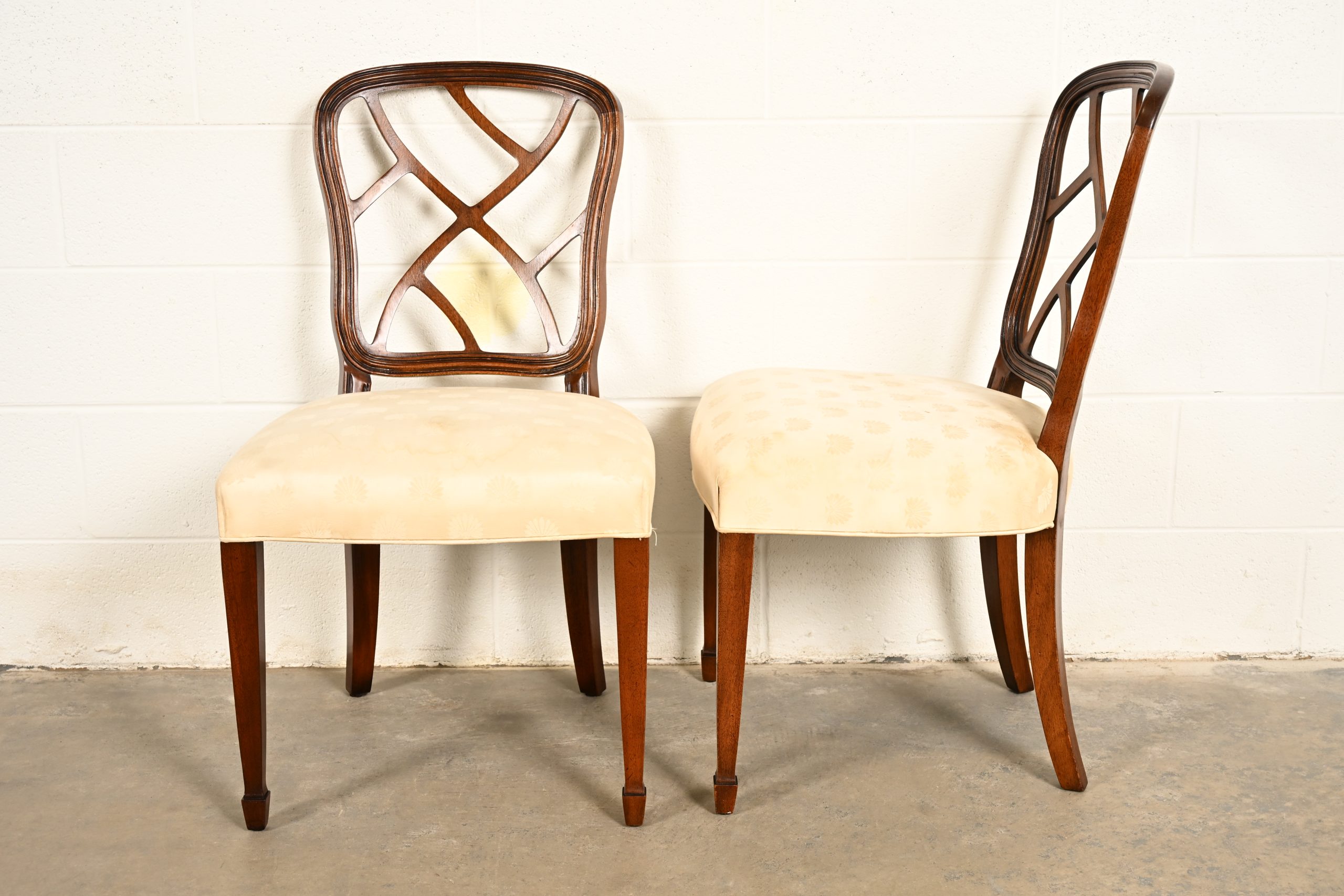 Kindel Furniture Federal Carved Mahogany Side Chairs or Dining Chairs, Pair - Image 12
