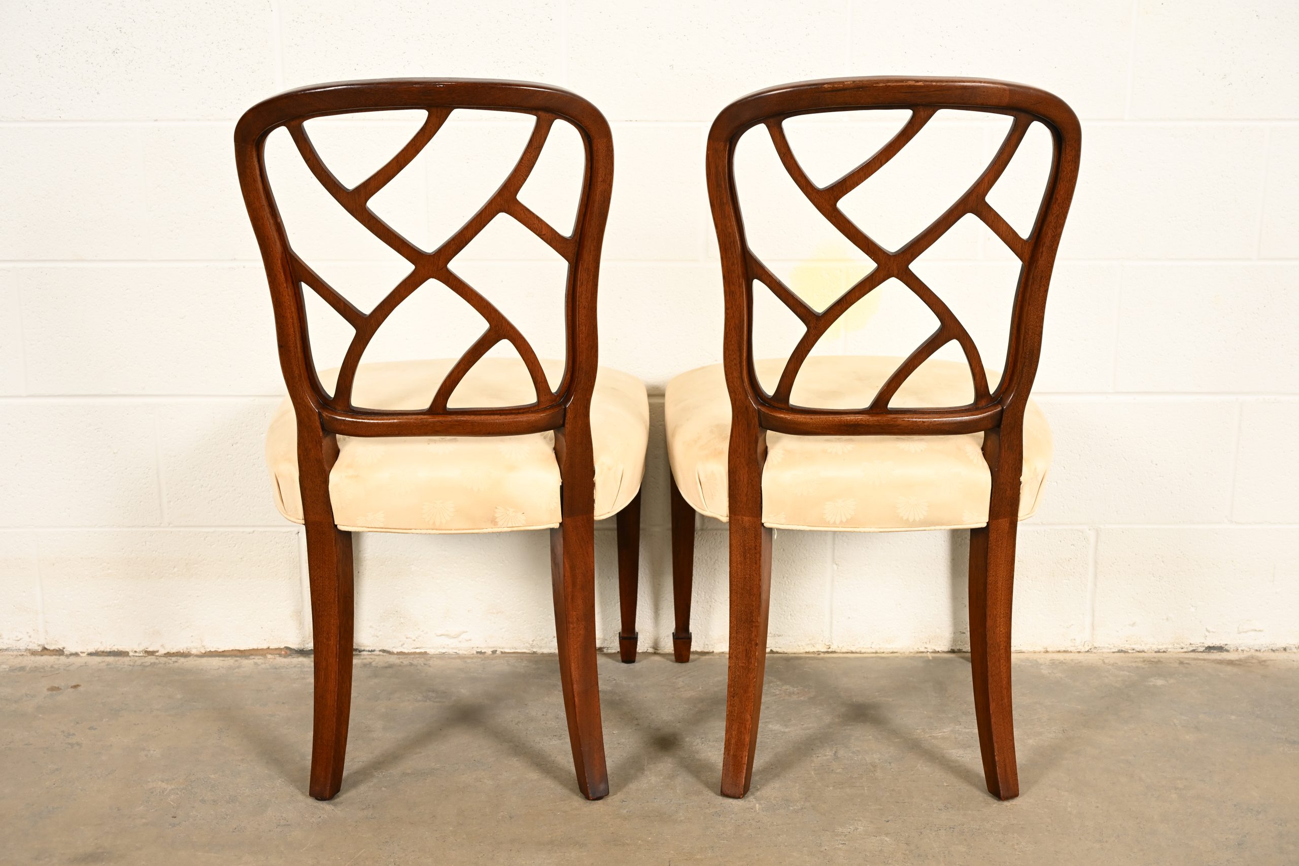 Kindel Furniture Federal Carved Mahogany Side Chairs or Dining Chairs, Pair - Image 13