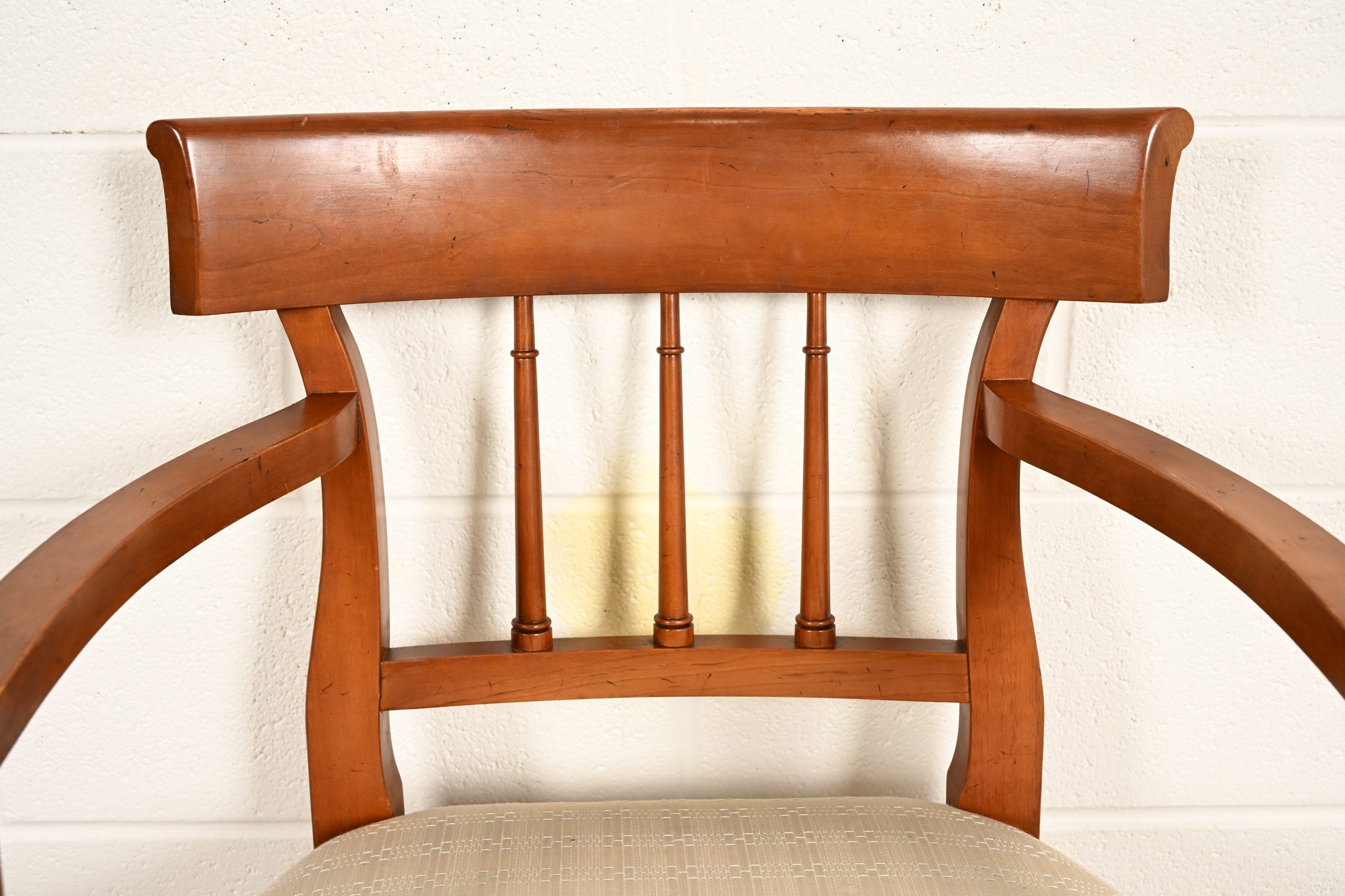 Kindel Furniture Regency Solid Cherry Wood Klismos Armchair - Image 6