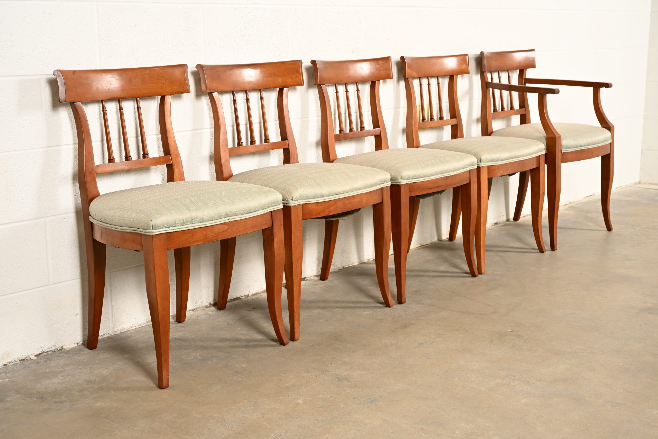 Kindel Furniture Regency Solid Cherry Wood Klismos Dining Chairs, Set of Five - Image 4
