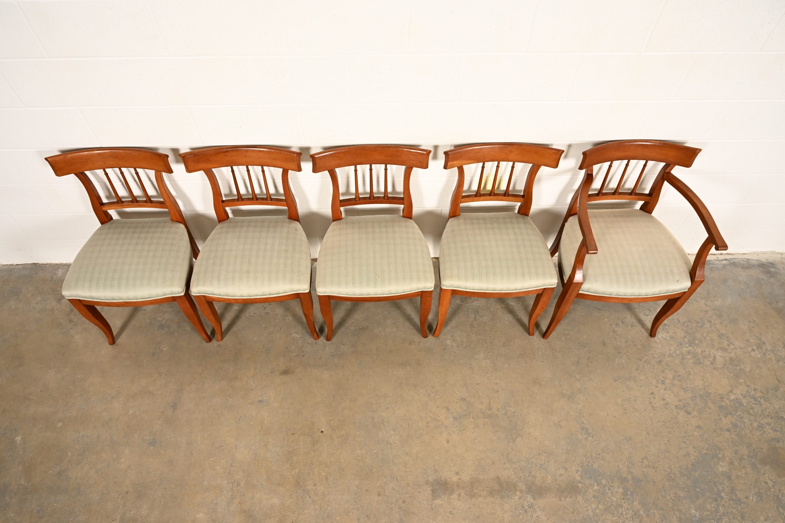 Kindel Furniture Regency Solid Cherry Wood Klismos Dining Chairs, Set of Five - Image 5