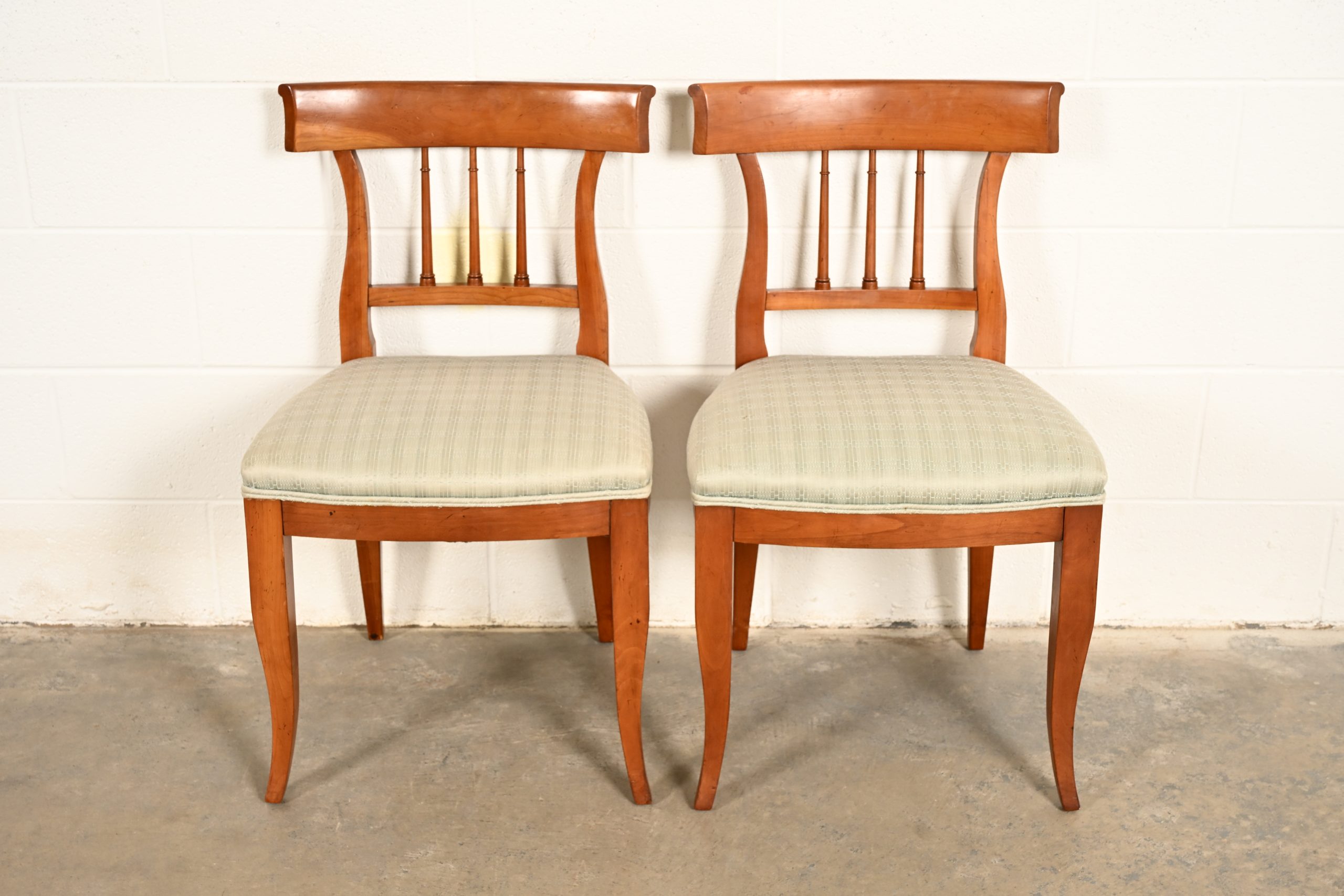 Kindel Furniture Regency Solid Cherry Wood Klismos Side Chairs or Dining Chairs, Pair - Image 2