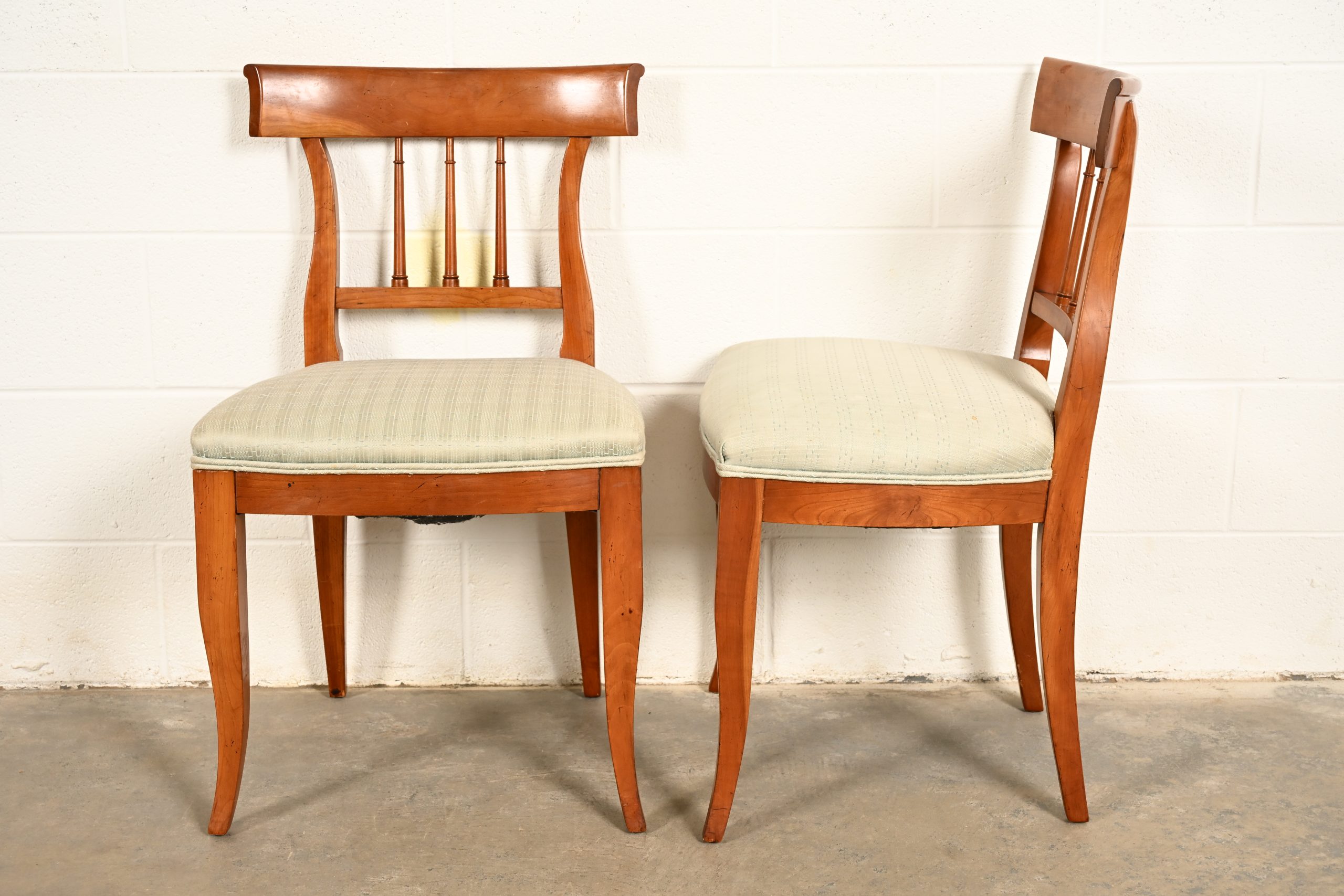Kindel Furniture Regency Solid Cherry Wood Klismos Side Chairs or Dining Chairs, Pair - Image 12