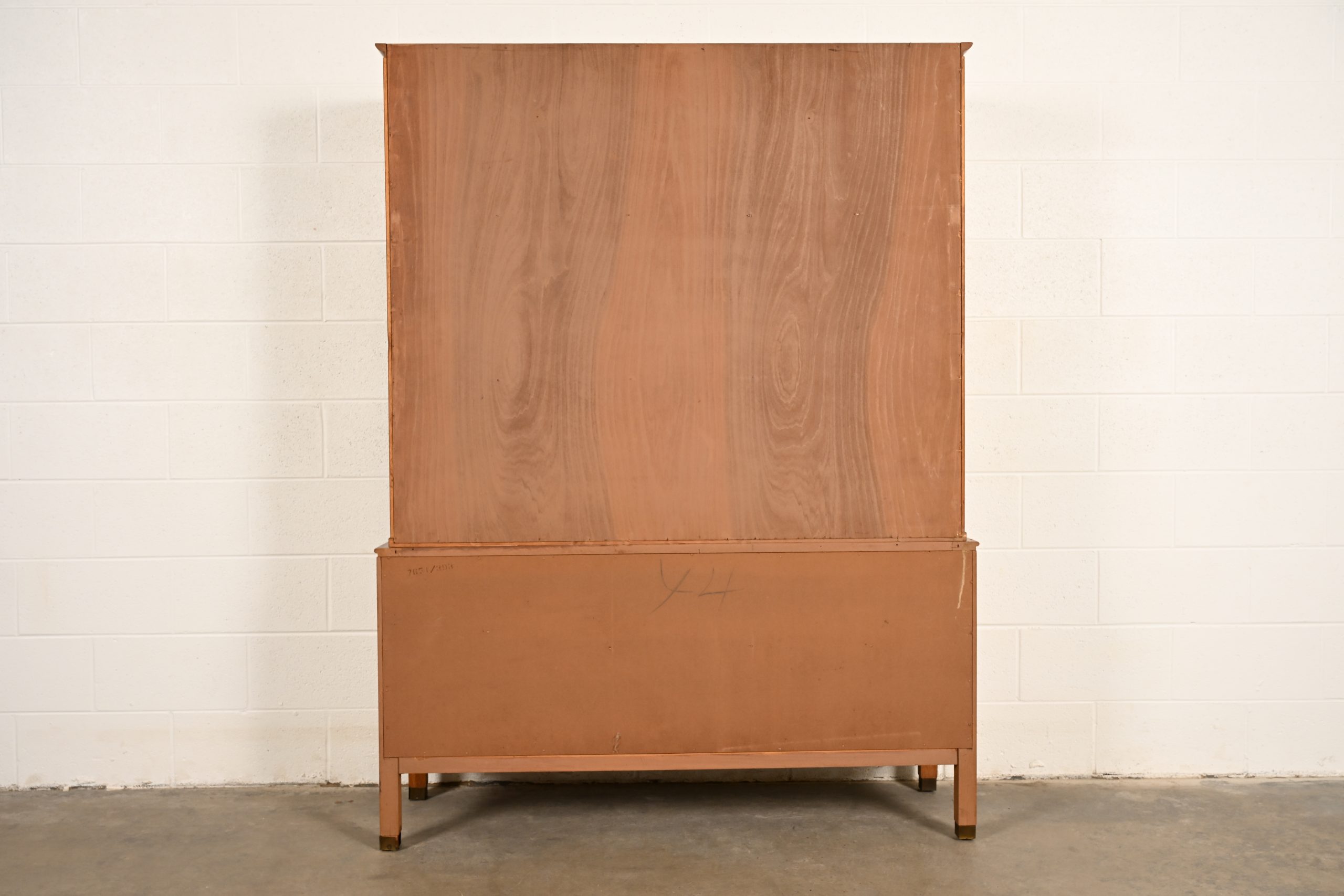 Century Furniture Mid-Century Modern Hollywood Regency Walnut Breakfront Bookcase Cabinet, Circa 1960s - Image 9
