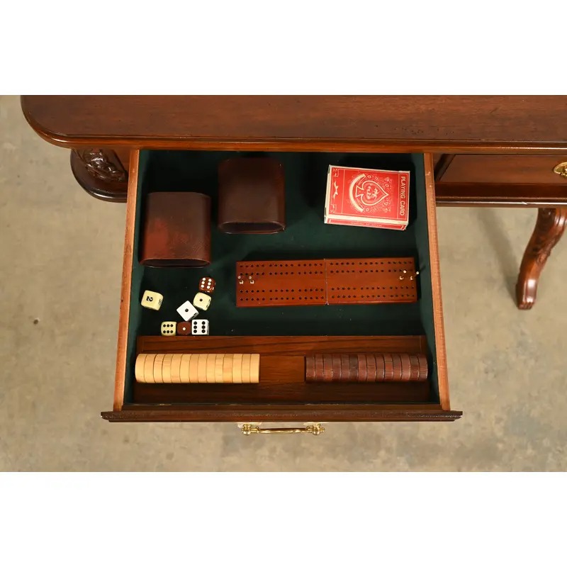 Baker Furniture Style American Empire Carved Mahogany Game Table or Occasional Table, Circa 1970s - Image 10